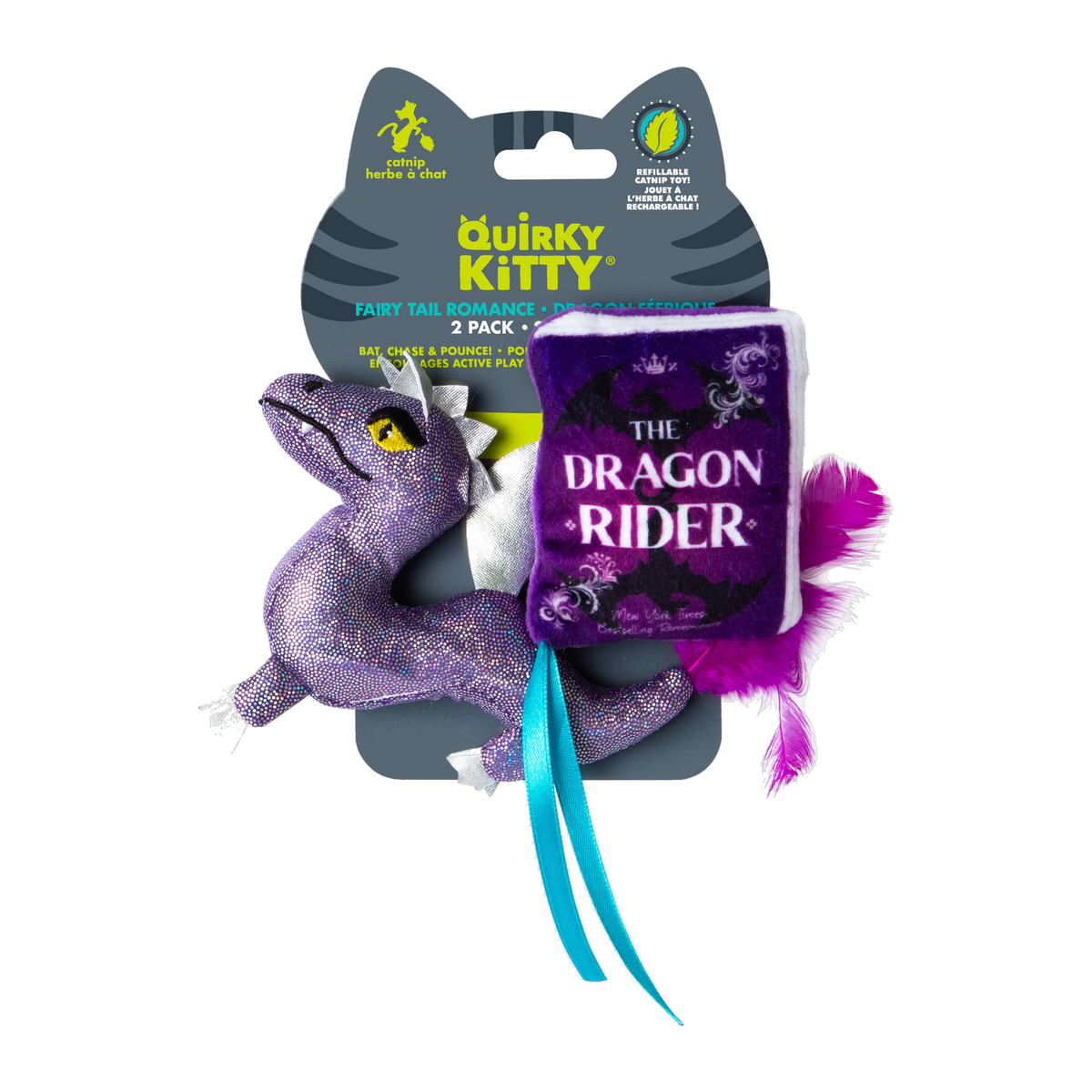 Quirky Kitty Fairy Tail Romance 2 pack catnip cat toys retail packaging front view