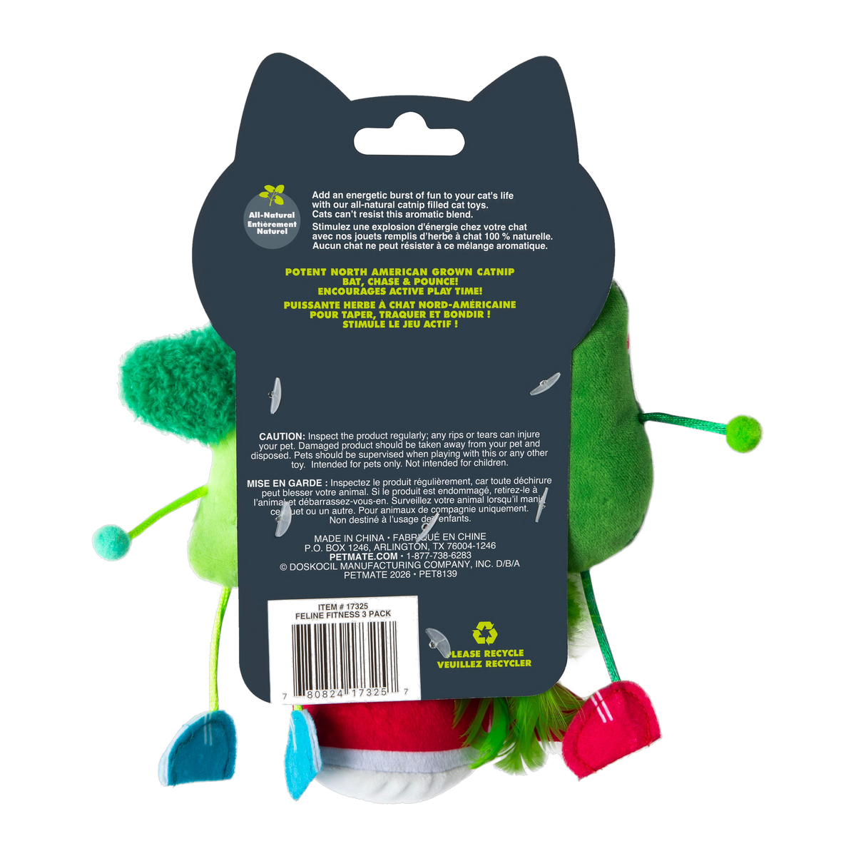 Quirky Kitty Feline Fitness packaging back with product details and catnip information