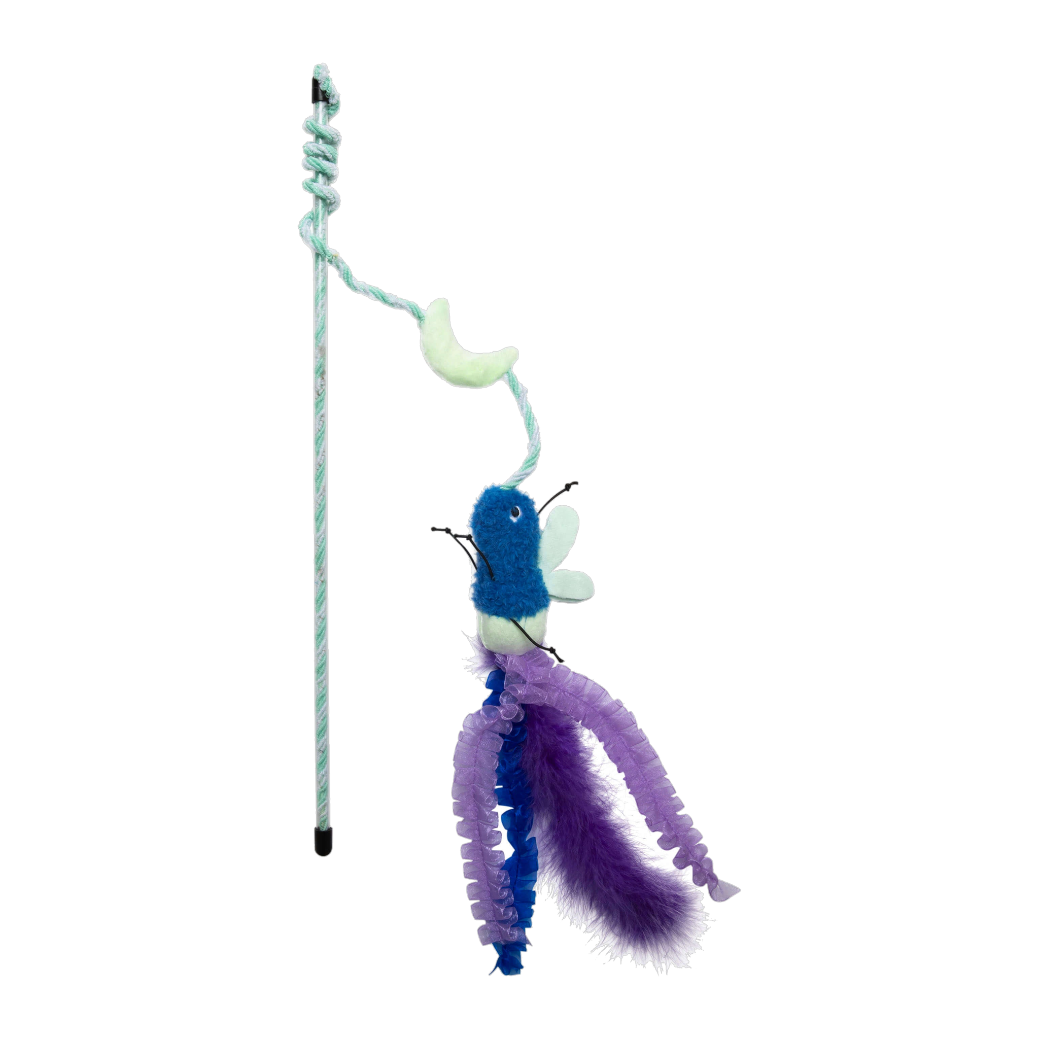 Quirky Kitty Firefly Wand glowing cat wand toy with plush firefly and purple feathers