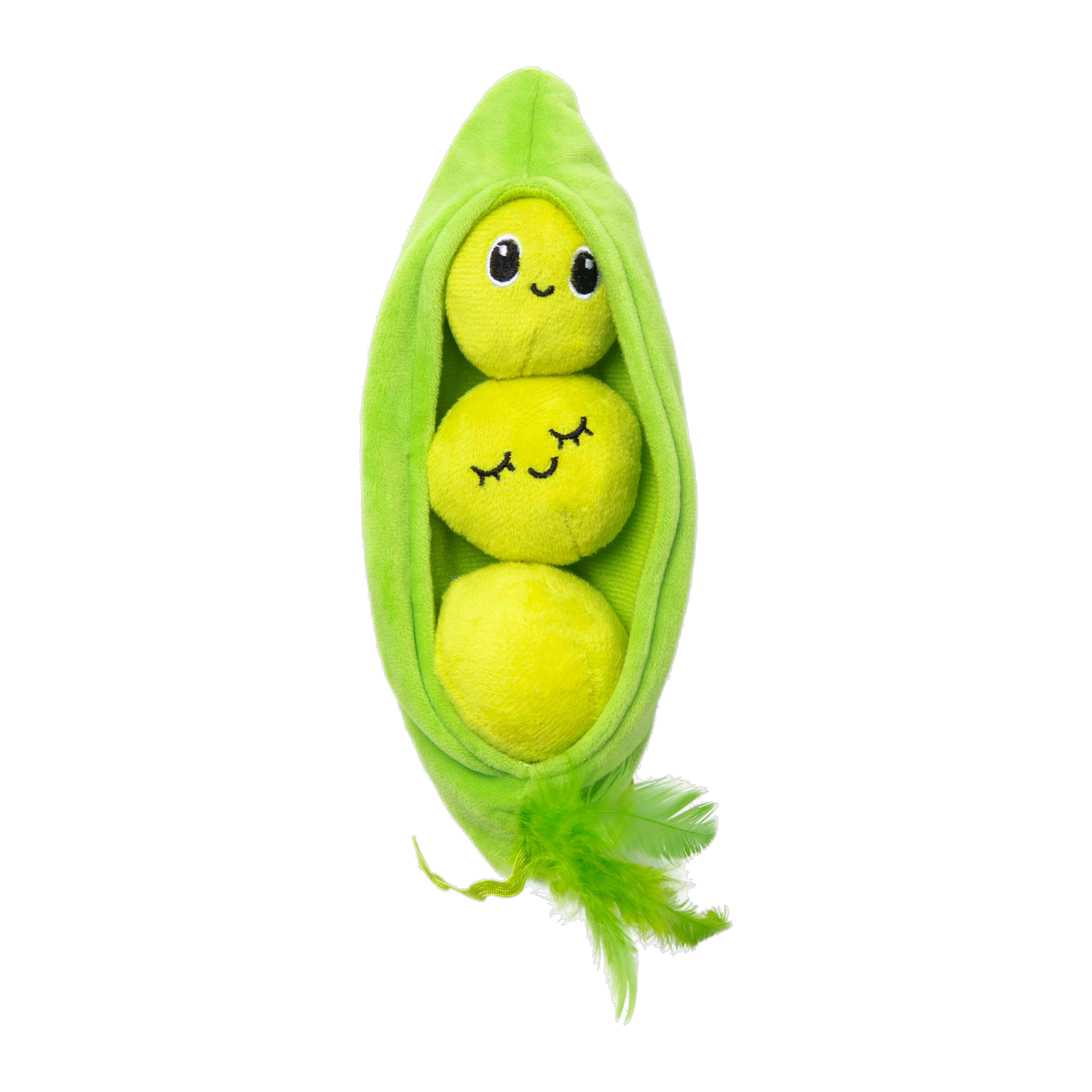 Quirky Kitty Pea Pawd Kicker green plush pea pod catnip kicker cat toy with three peas