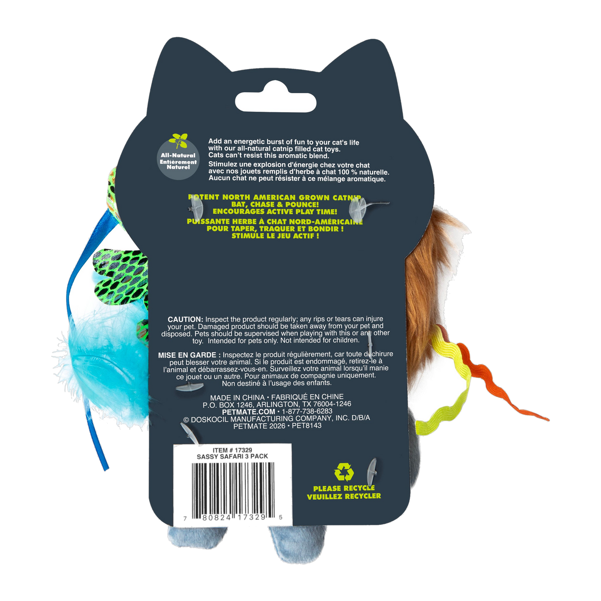 Quirky Kitty Sassy Safari packaging back with product details and catnip information
