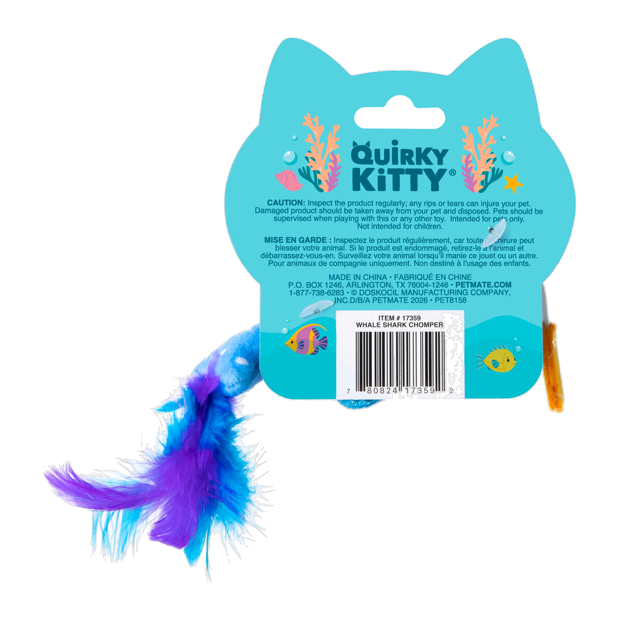 Quirky Kitty Whale Shark Chomper packaging back with product details