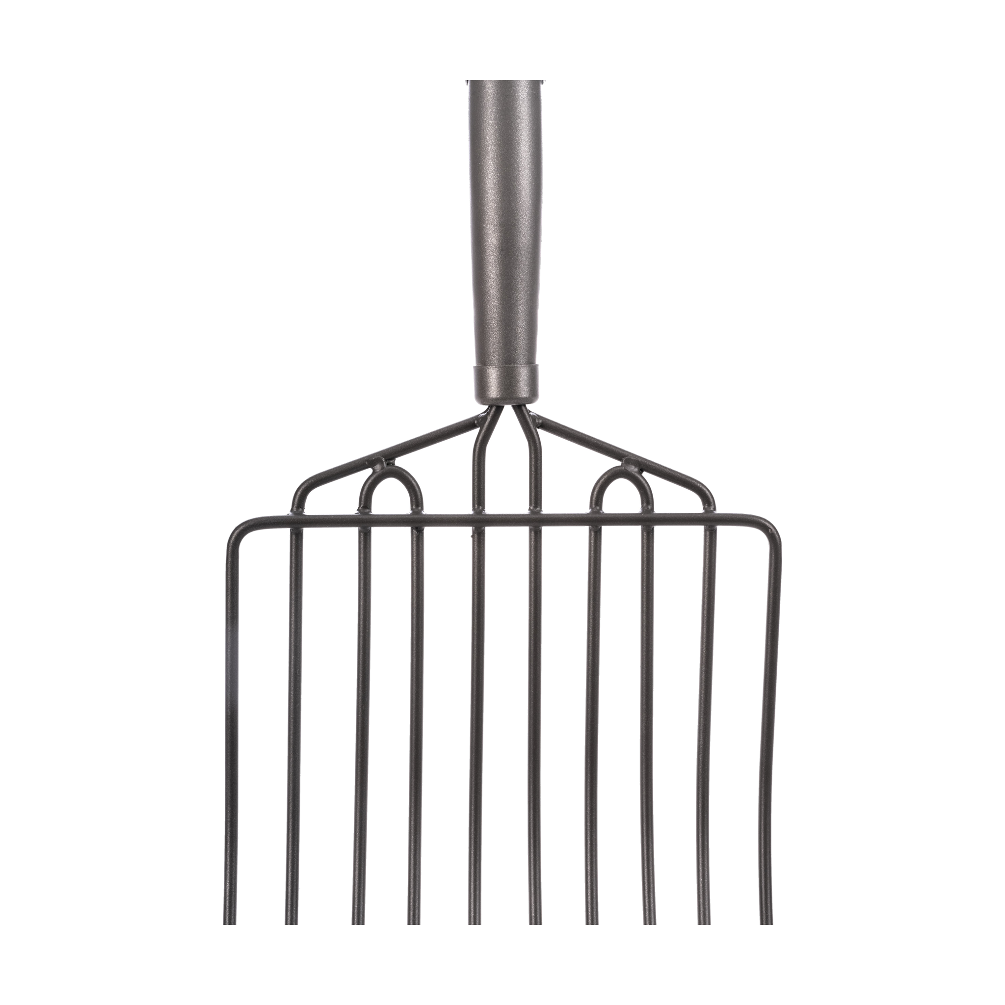 Close-up of the curved steel tines