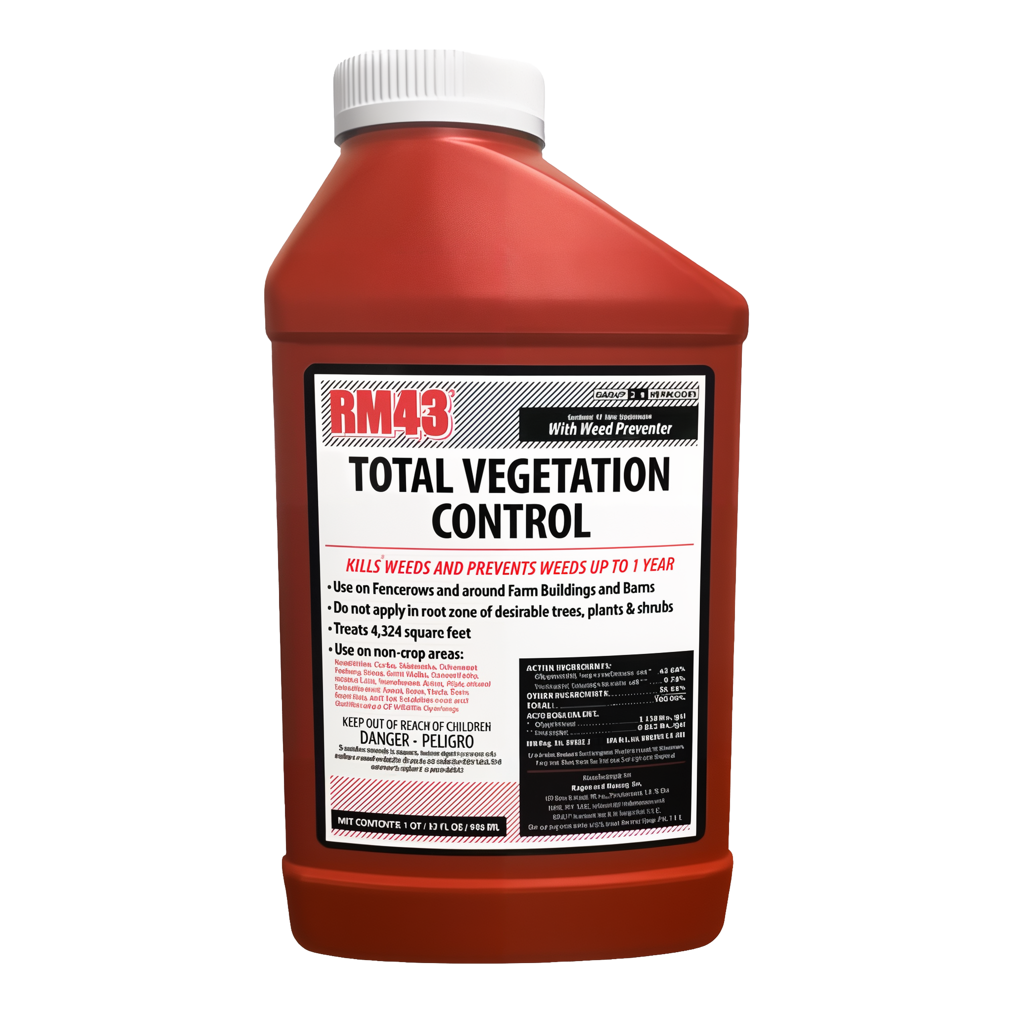 RM43 Total Vegetation Control, 1 Quart size for weed and grass control.