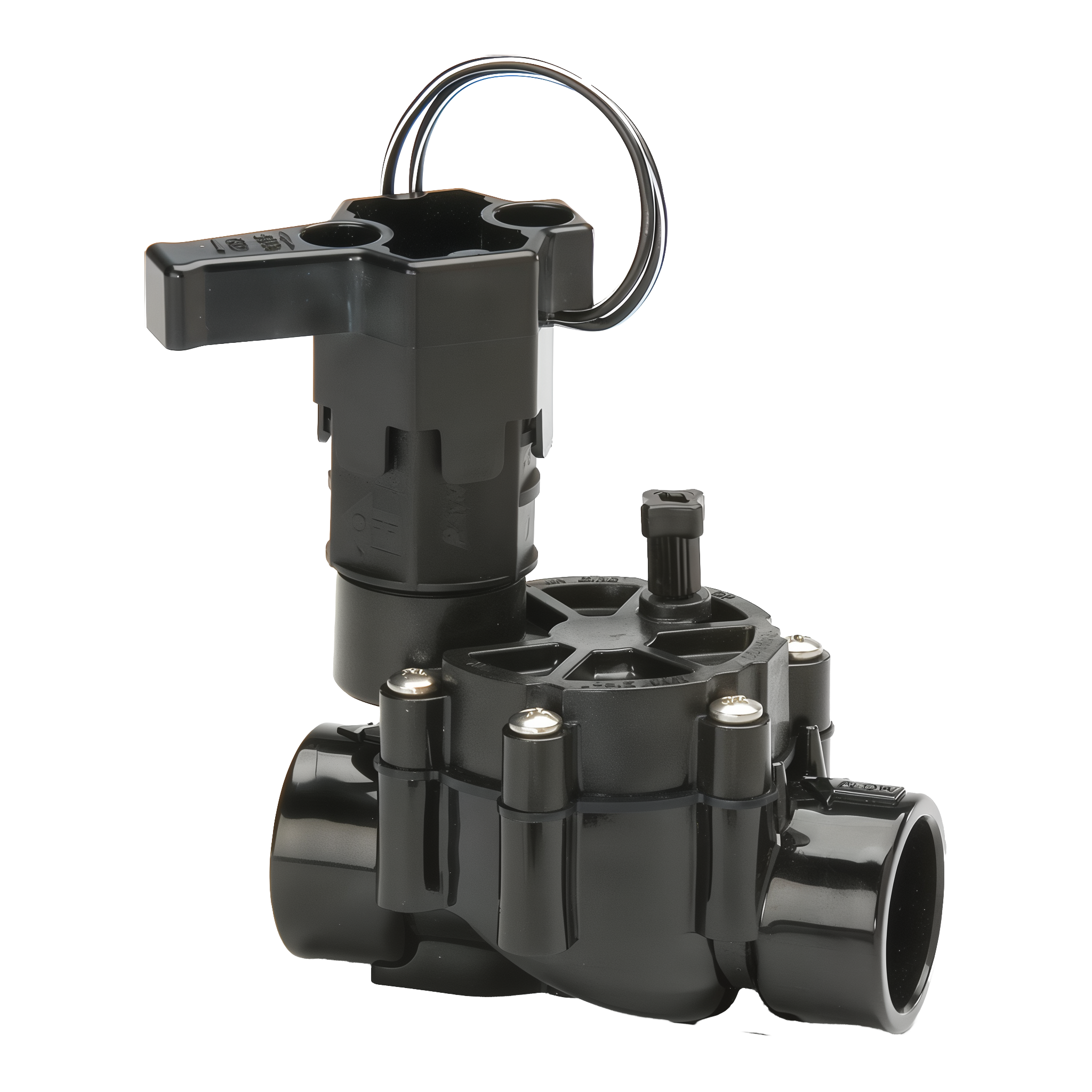 Rain Bird 100DVSS 1-inch DV series residential irrigation valve with PVC slip-by-slip sockets on transparent background