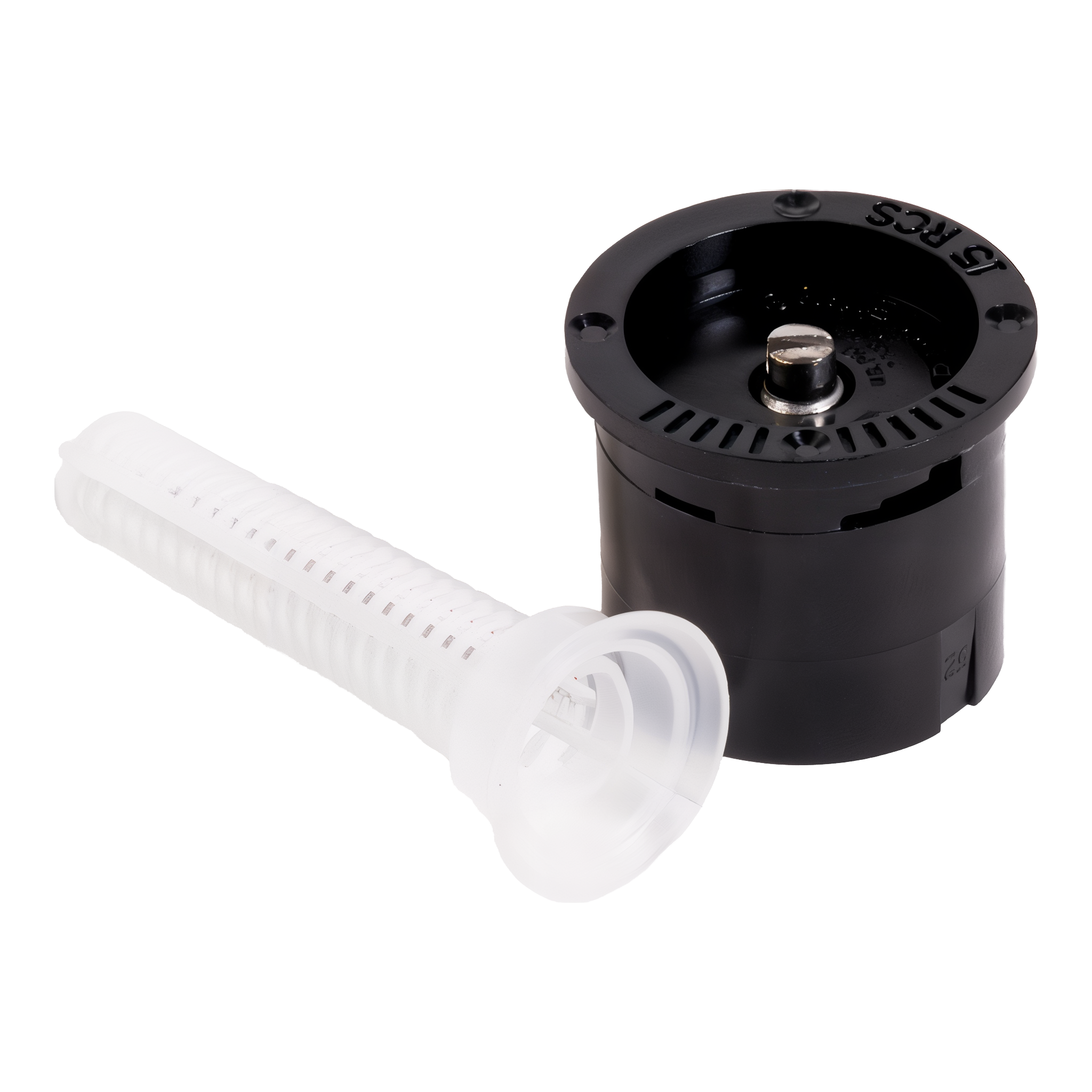 Rain Bird 15RCS 15-foot right corner strip pattern fixed spray nozzle with MPR matched precipitation rate on transparent background