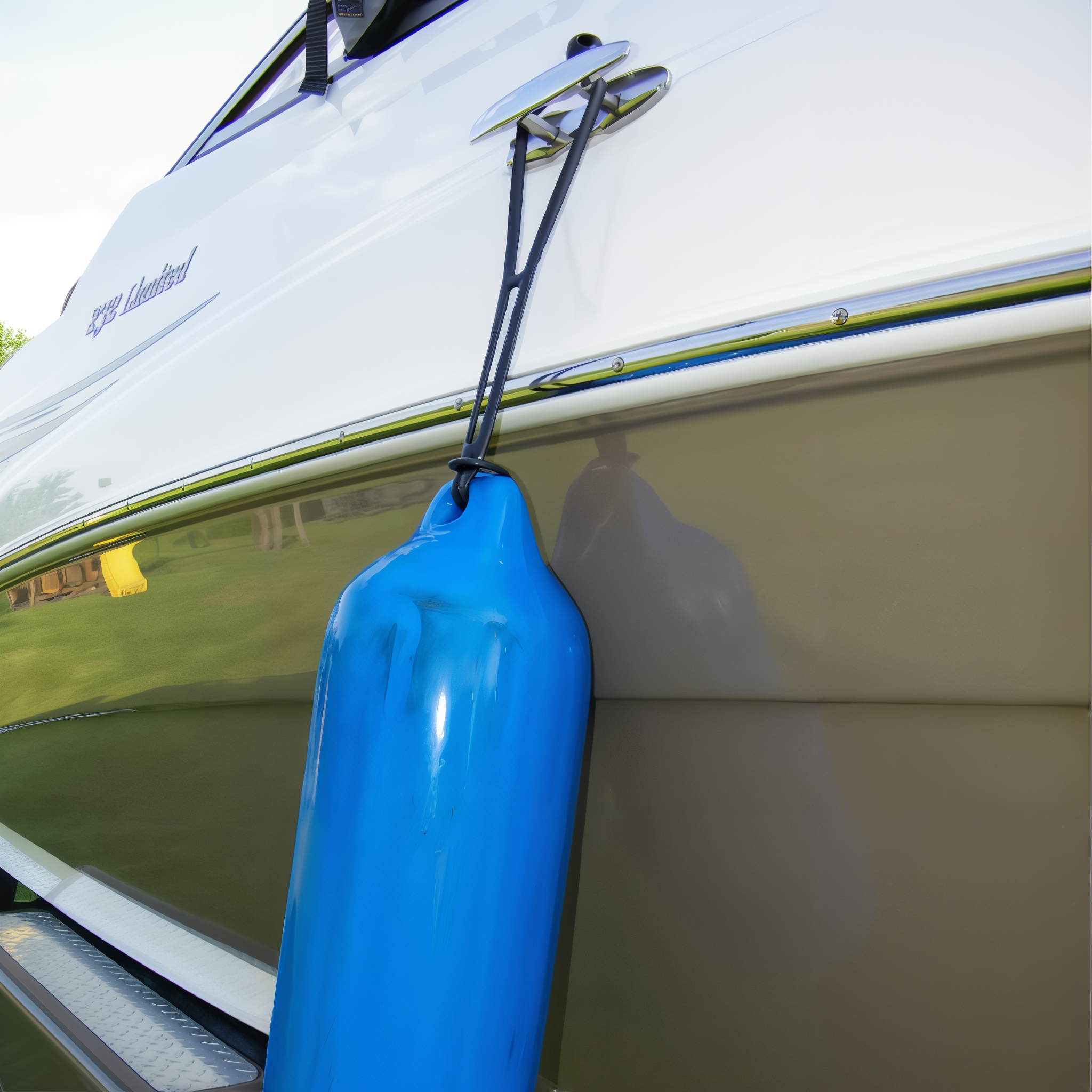 Rapid Tie securing a boat bumper without marring the surface