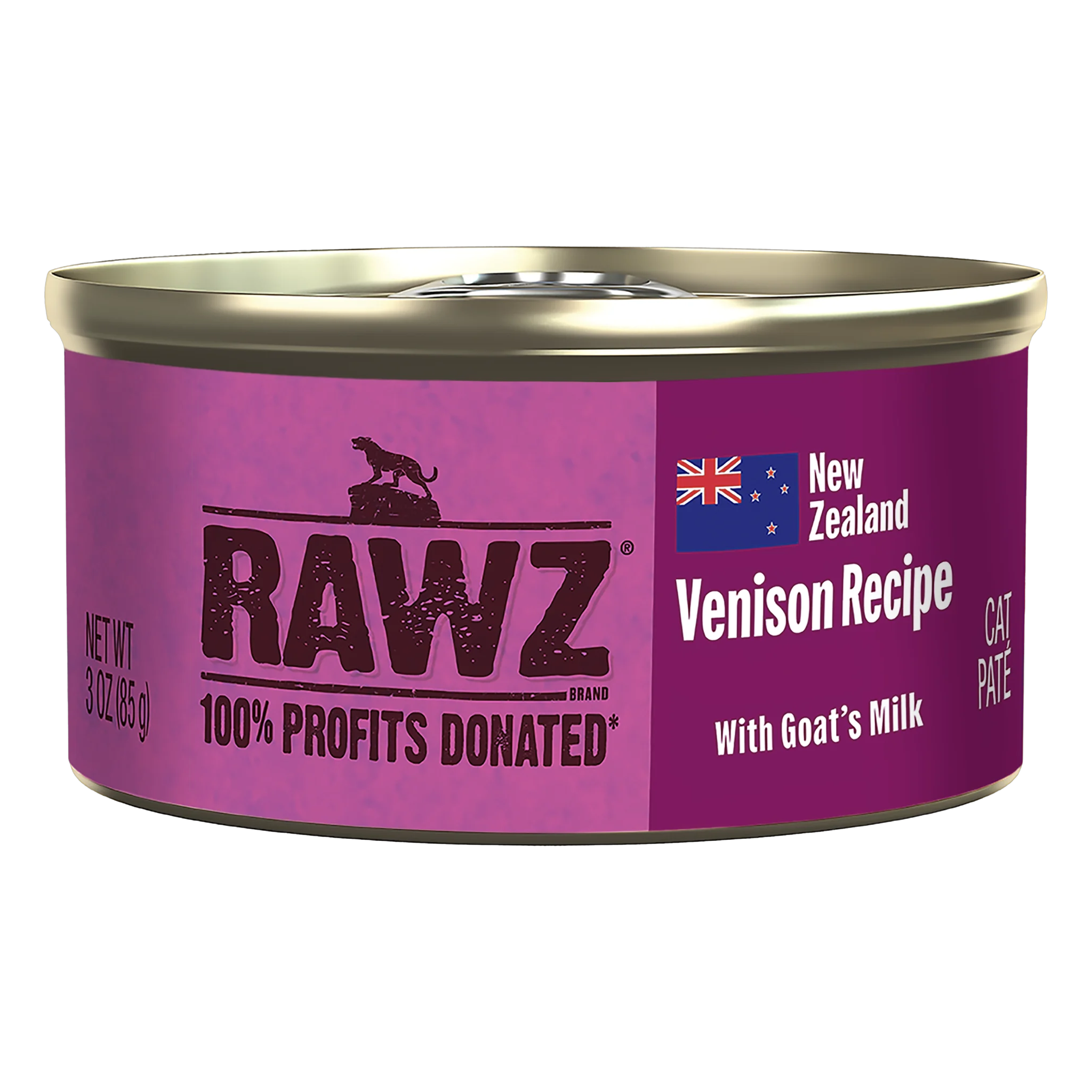 RAWZ 94% New Zealand Venison Recipe with Goat's Milk cat pate can front