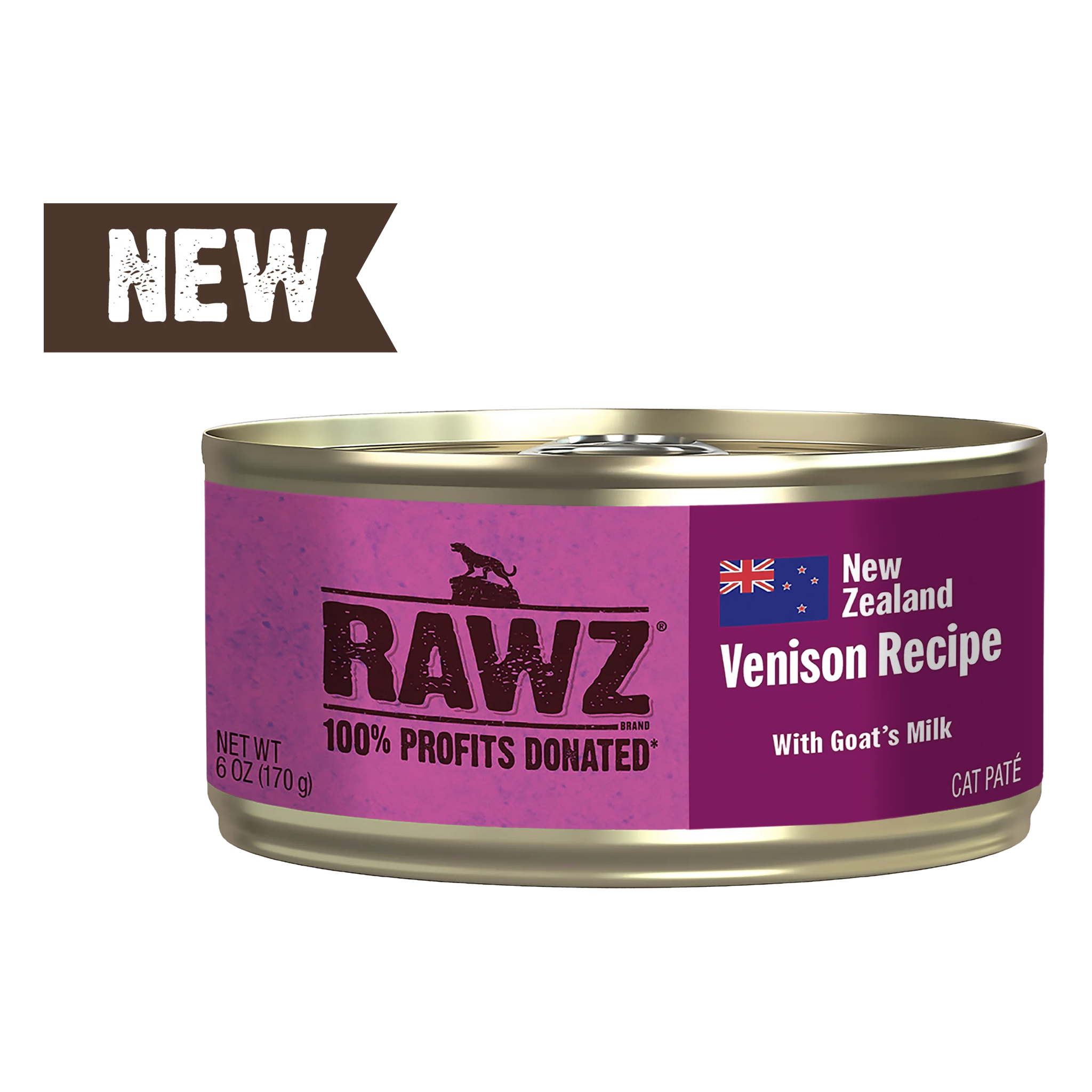 RAWZ 94% New Zealand Venison Recipe with Goat's Milk cat pate can front