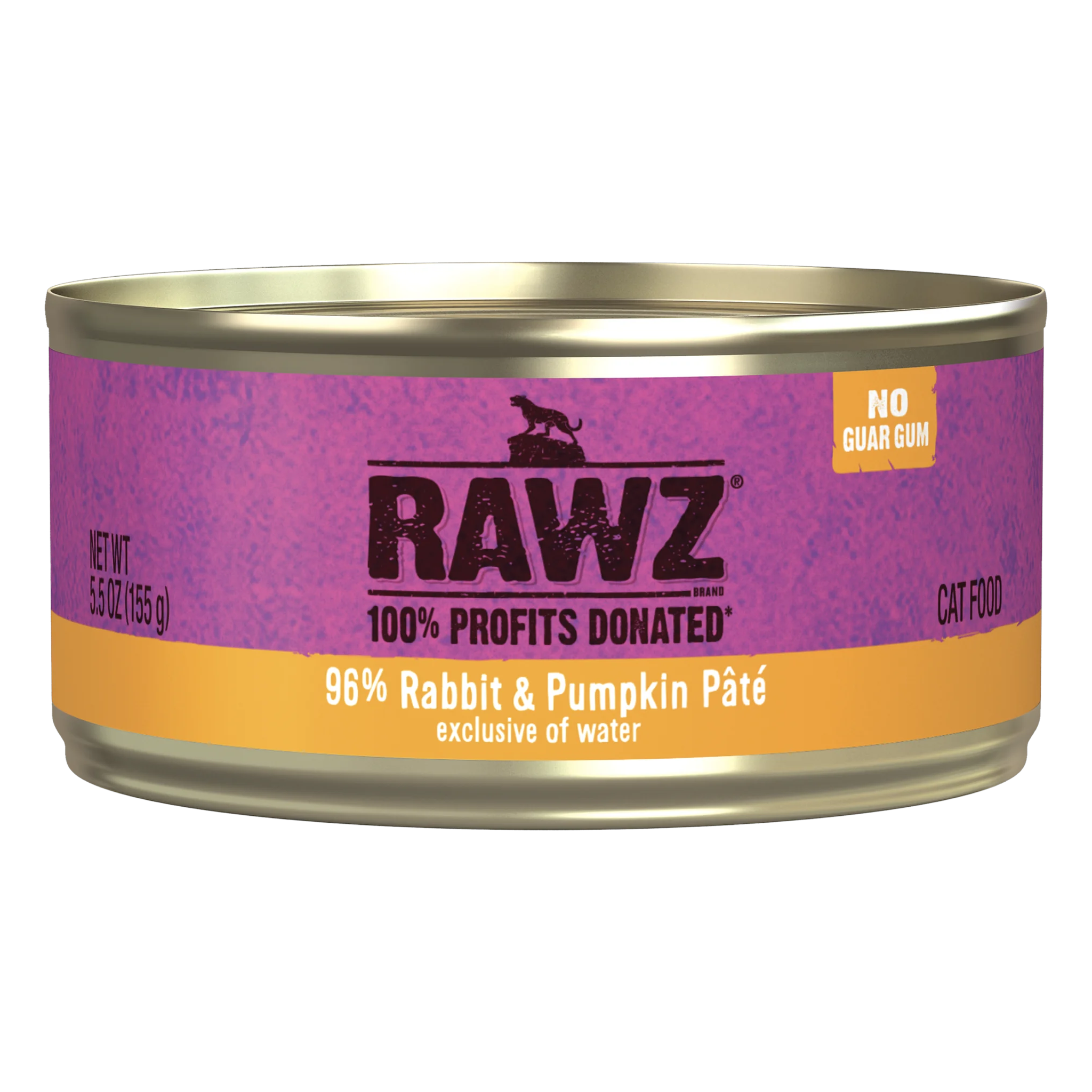 RAWZ 96% Rabbit and Pumpkin Pate wet cat food can front