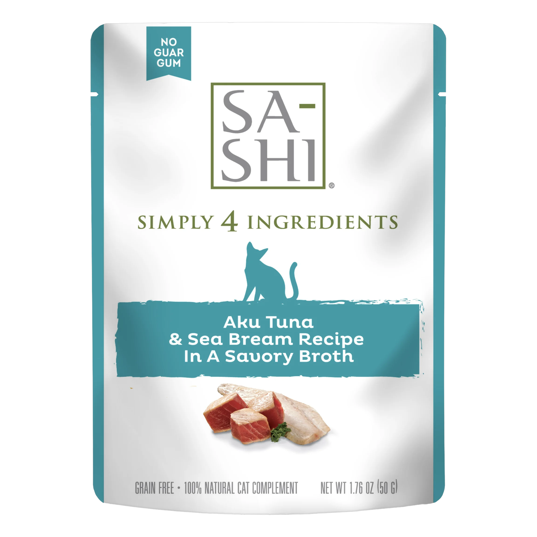 RAWZ Sa-Shi Aku Tuna and Sea Bream Recipe in savory broth cat food pouch front