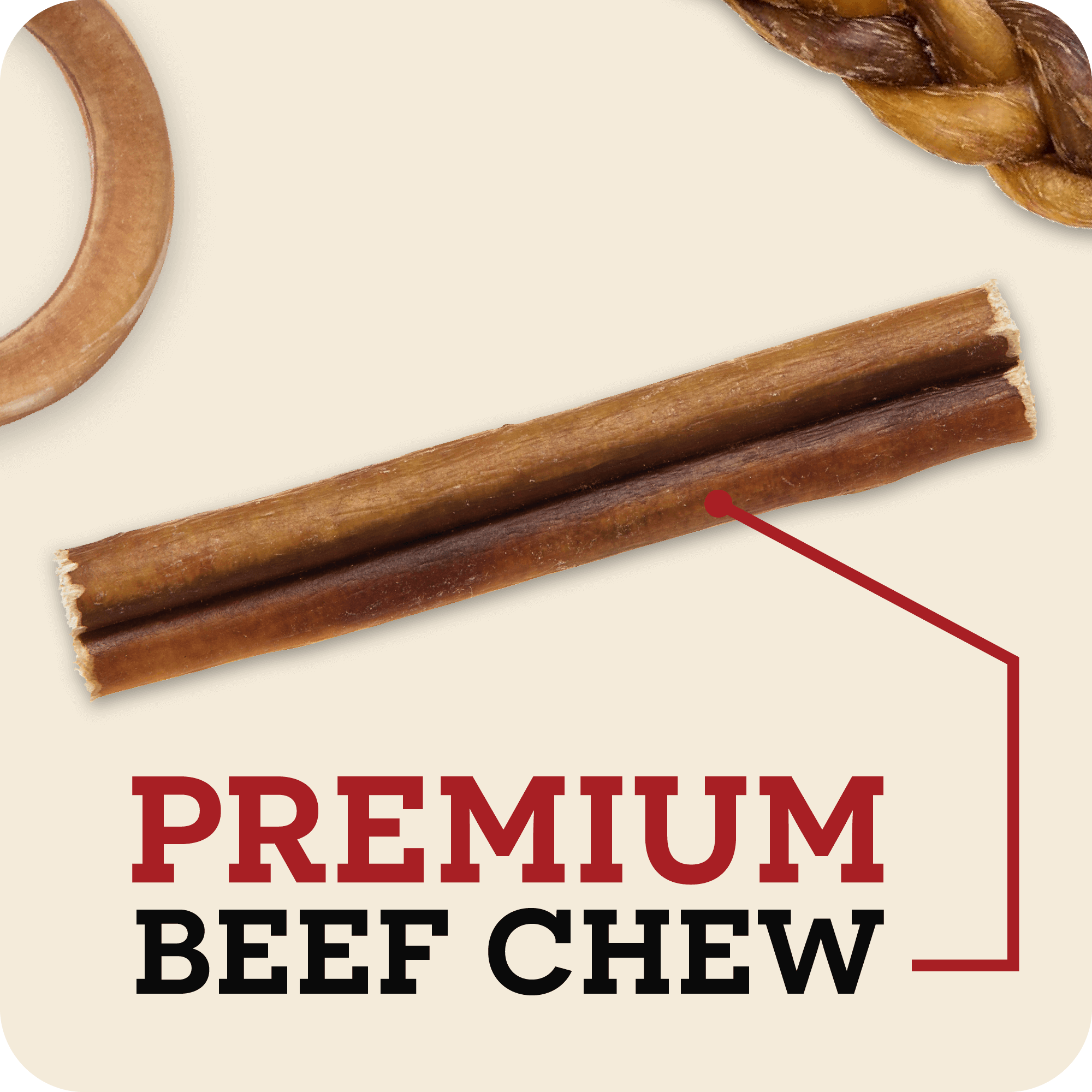 Redbarn Odor-Free Braided Bully Stick bully collection feature panel