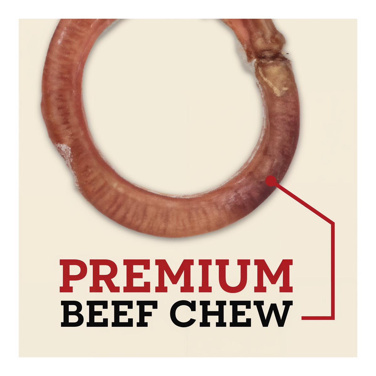 Redbarn Bully Rings -- a single redbarn bully ring shown on a light beige background with the text 'pre