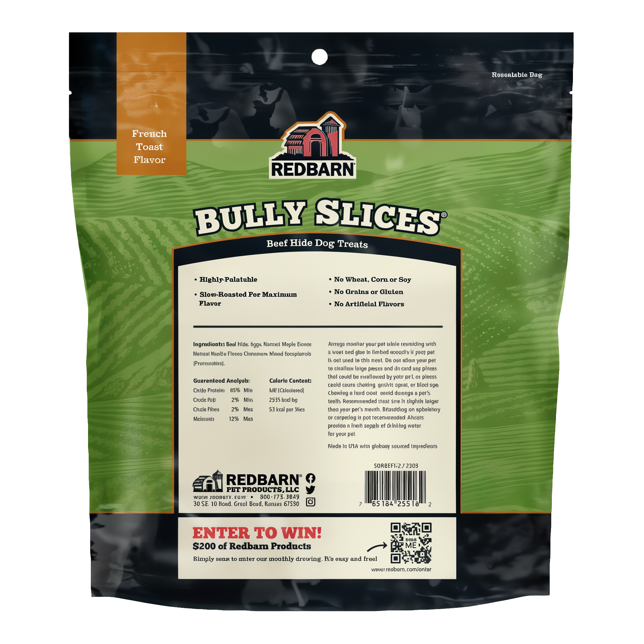 Redbarn Bully Slices French Toast Flavor package back