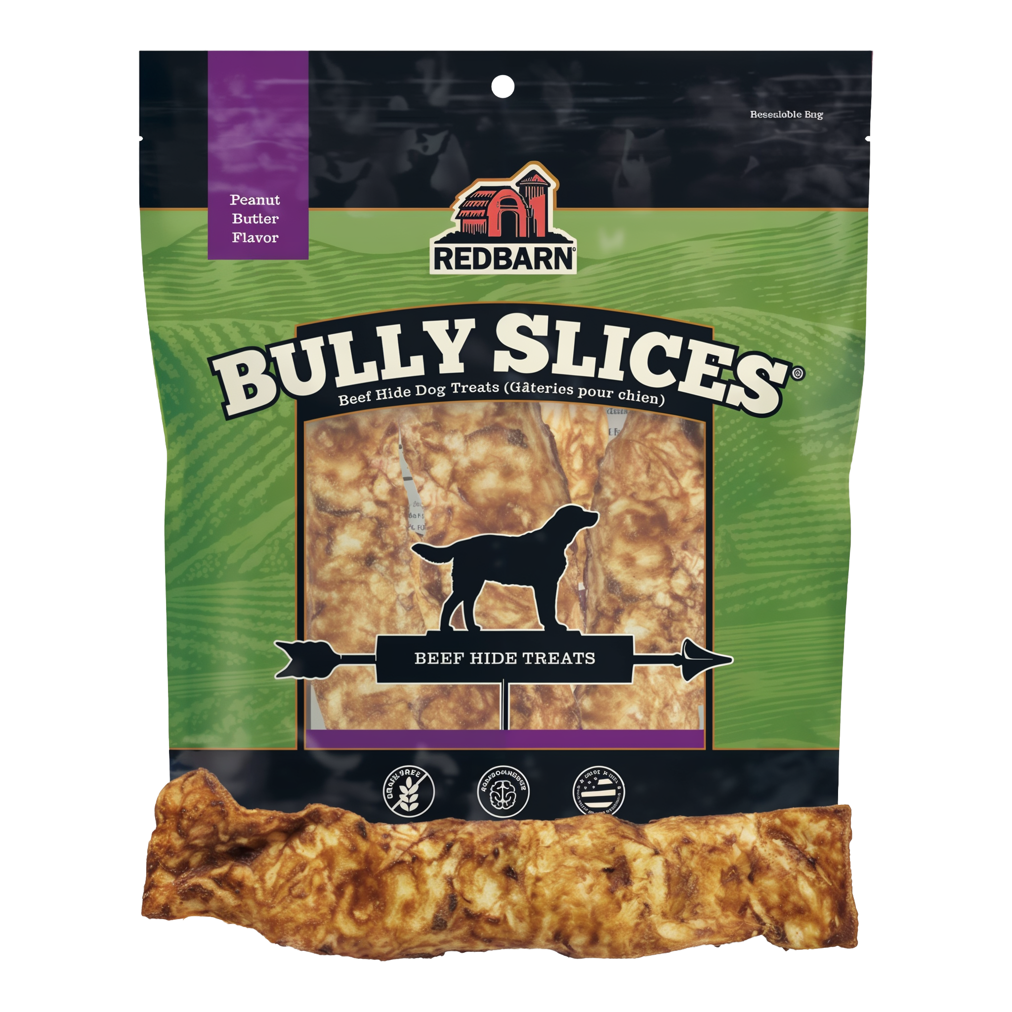Redbarn Bully Slices Peanut Butter Flavor product with package
