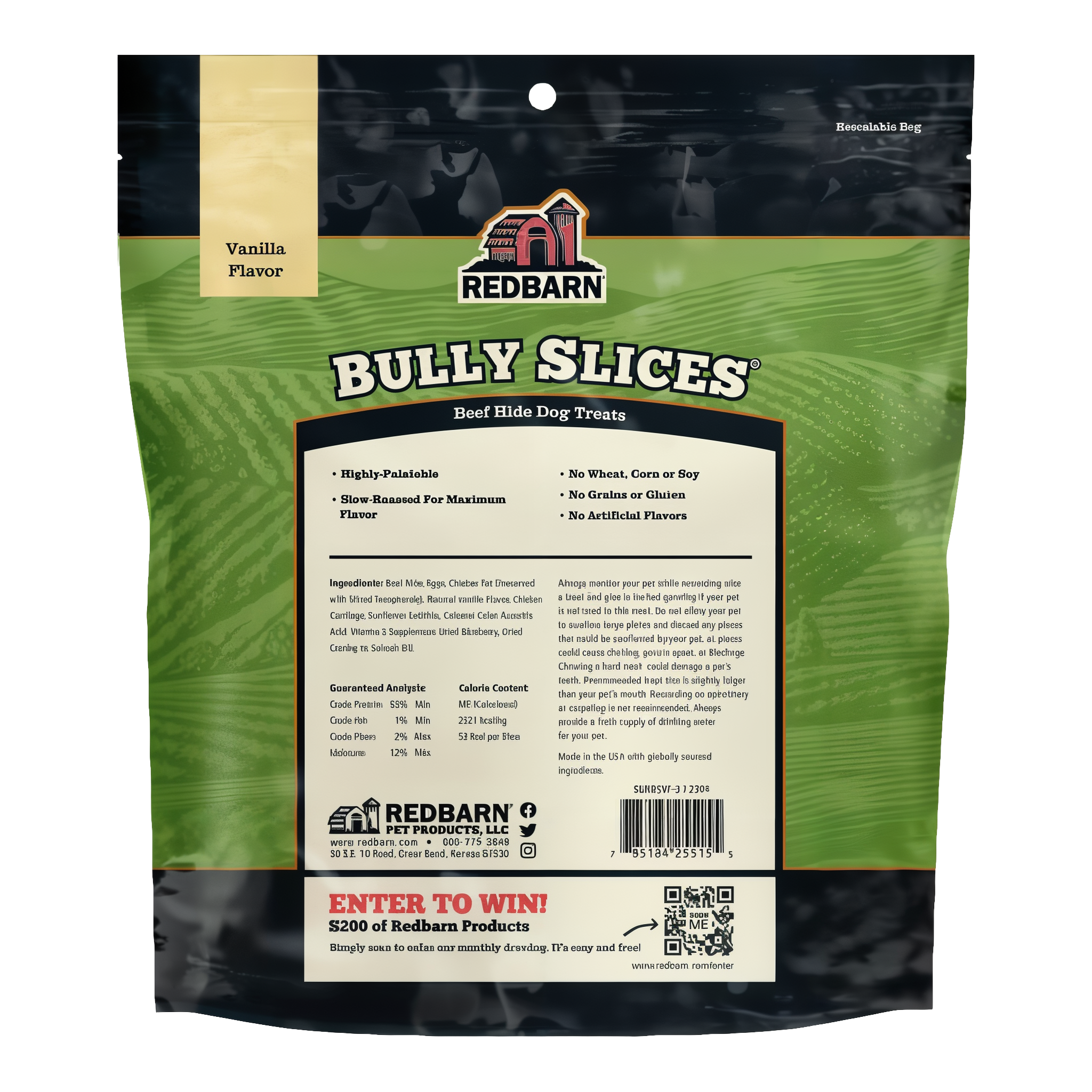 Redbarn Bully Slices Vanilla Flavor package back