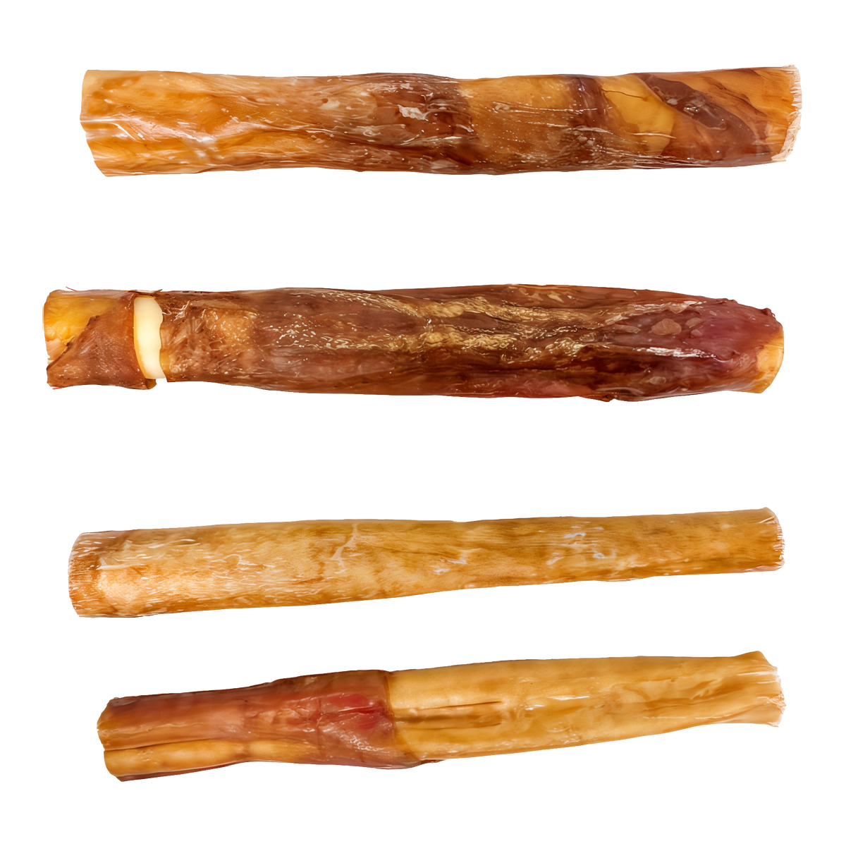 Redbarn Bully Wrapped Collagen Stick -- different colors and shapre of the bully wrapped collagen stick