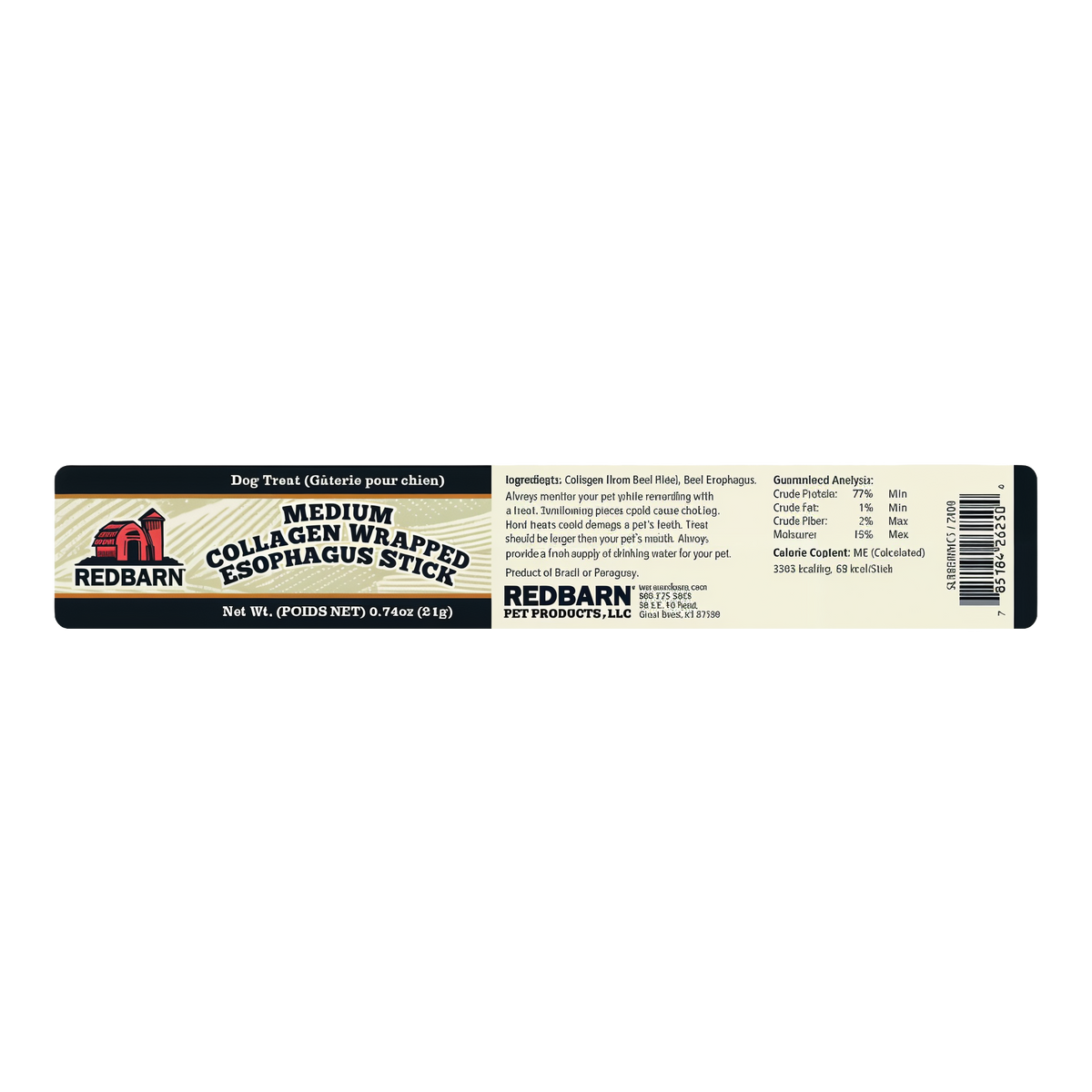 Redbarn Collagen Wrapped Esophagus Stick -- feeding instructions for the collagen wrapped esophagus stick