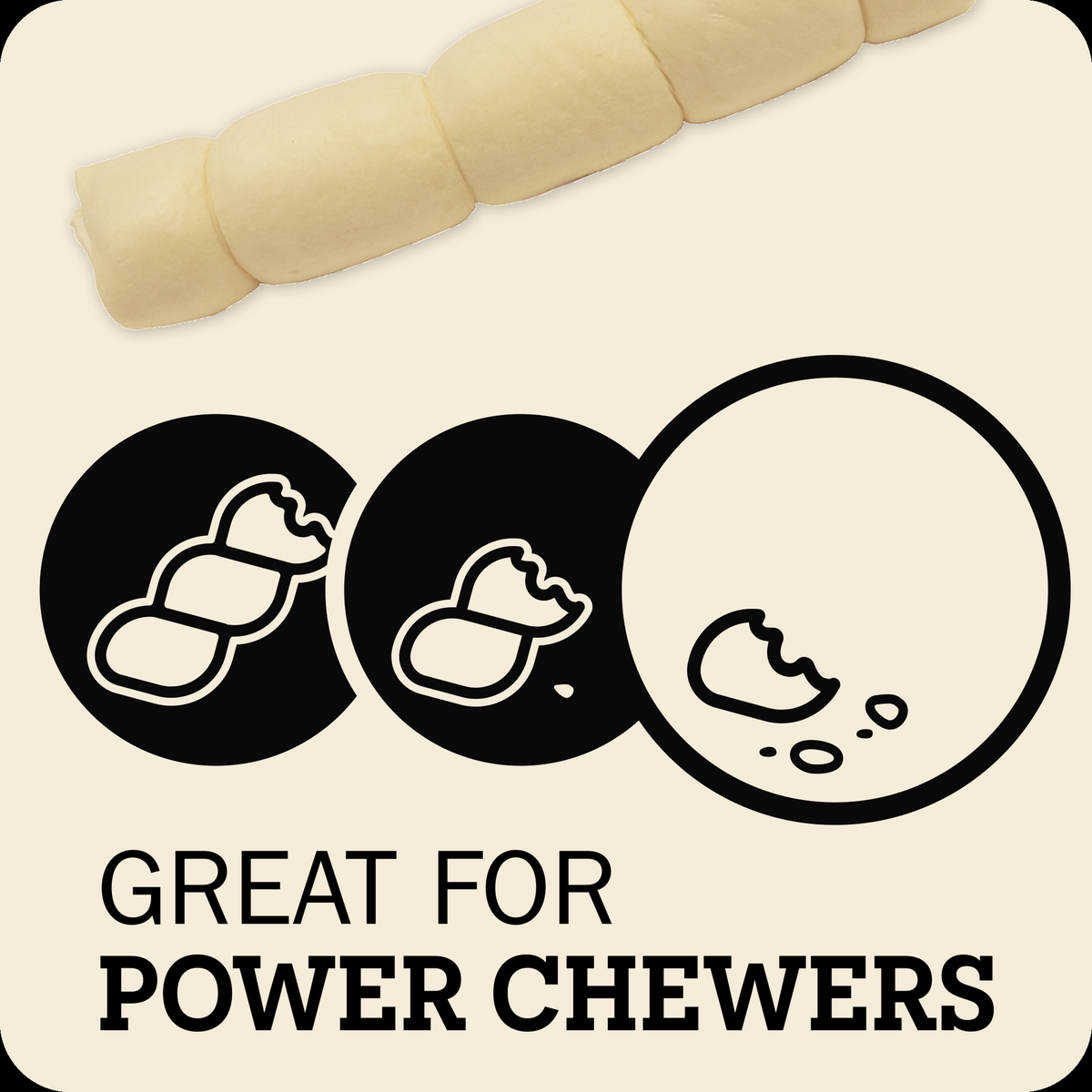 Redbarn Glazed Beef Cheek Roll Chicken & Carrot Flavor -- a promotional graphic for dog chewers showing a pale cream-colored segmented che