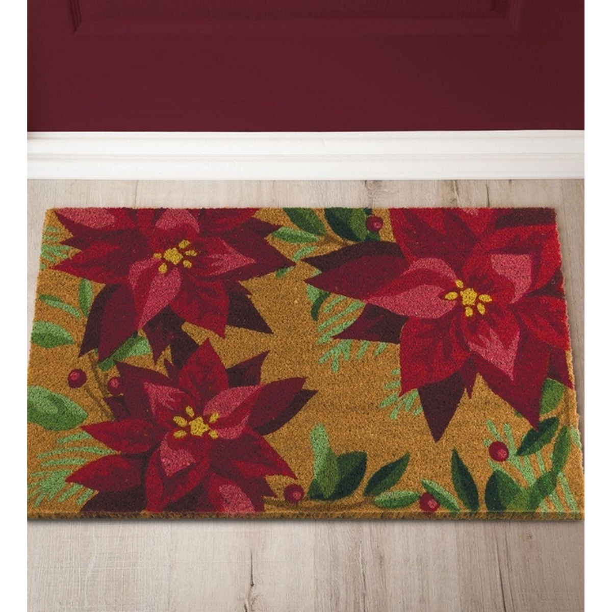 Regal Art & Gift Poinsettia Coir Doormat -- lifestyle