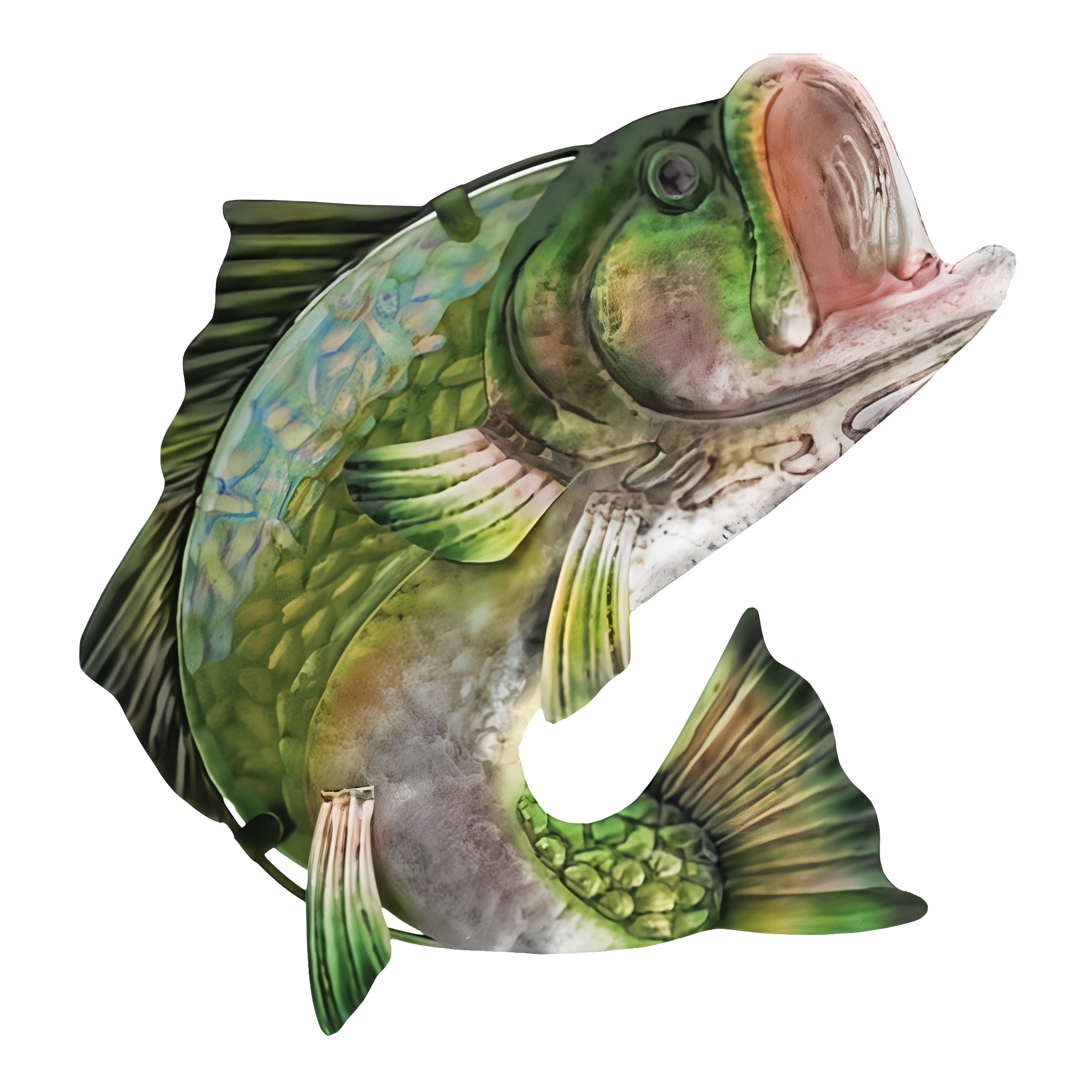 Largemouth Bass Fish Metal and Glass Wall Decoration
