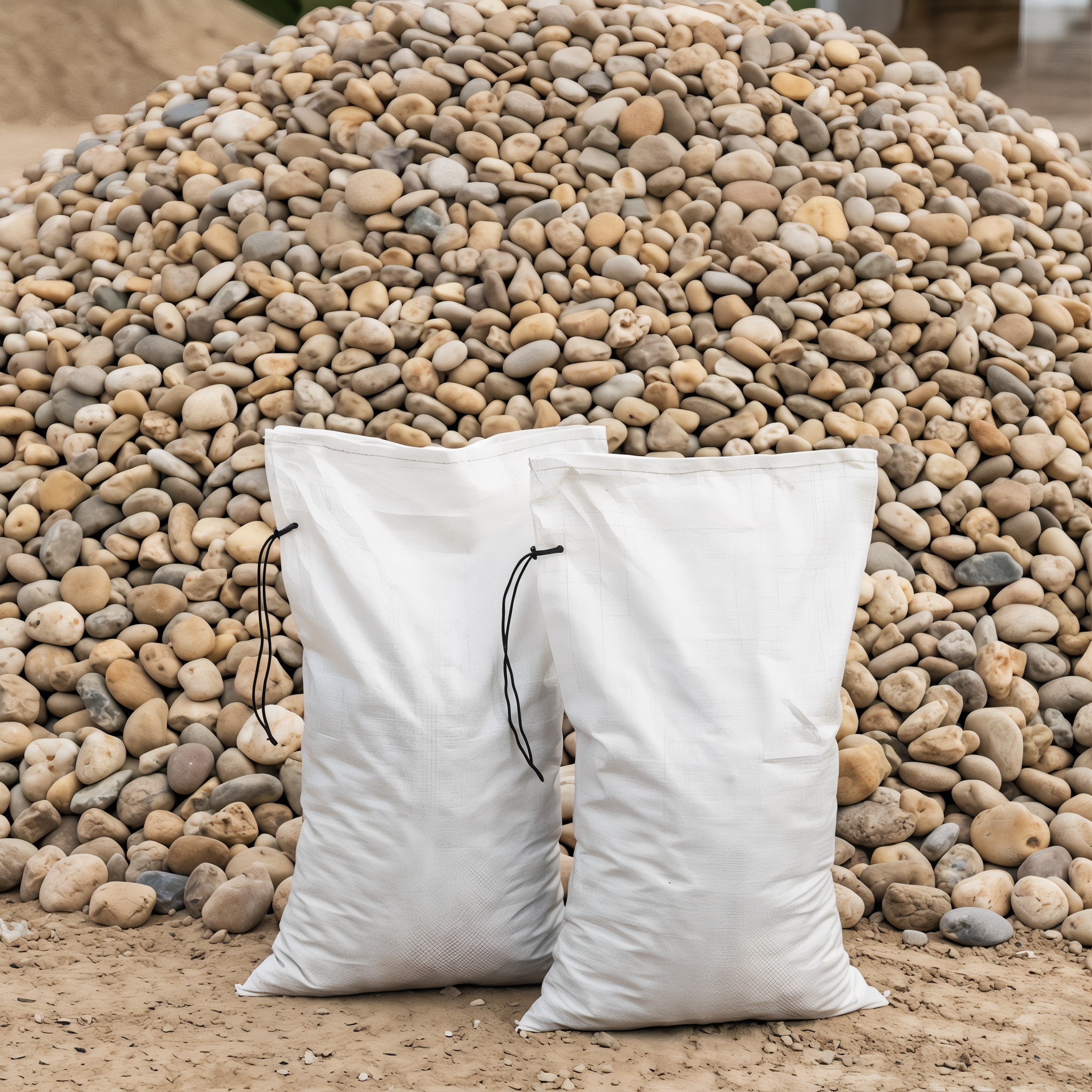 River rock stone, between 1 and 3 inches.