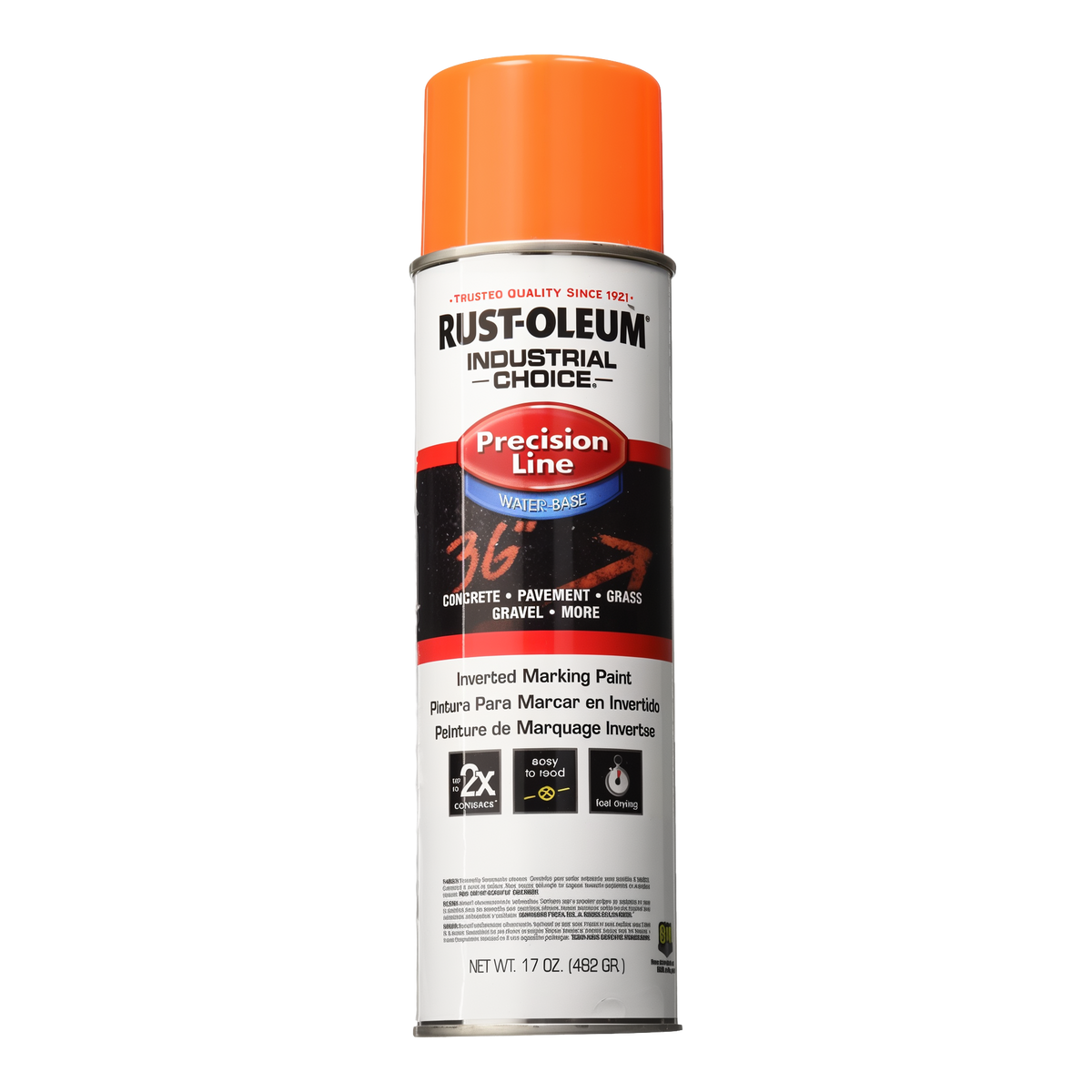 Rust-Oleum Industrial Choice M1800 Precision Line Inverted Marking Paint Fluorescent Orange 17 oz -- product image