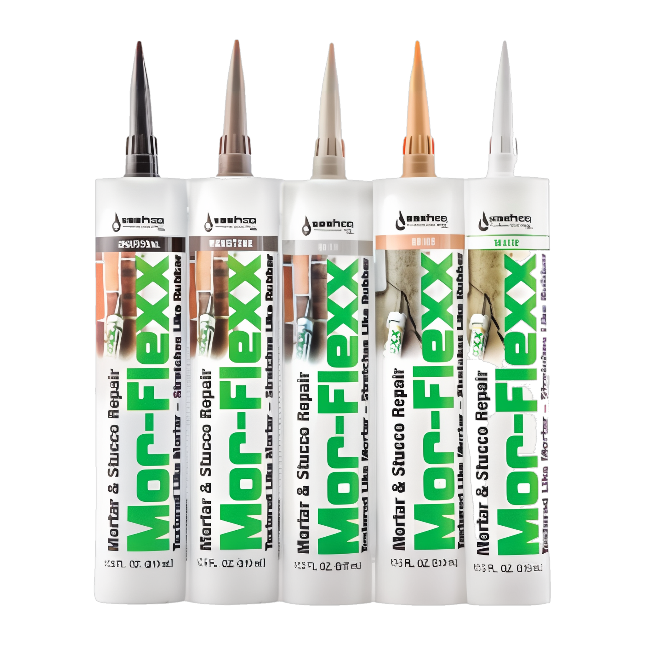 Sashco Mor-Flexx repair sealant color range White Gray Charcoal and Ironstone cartridges