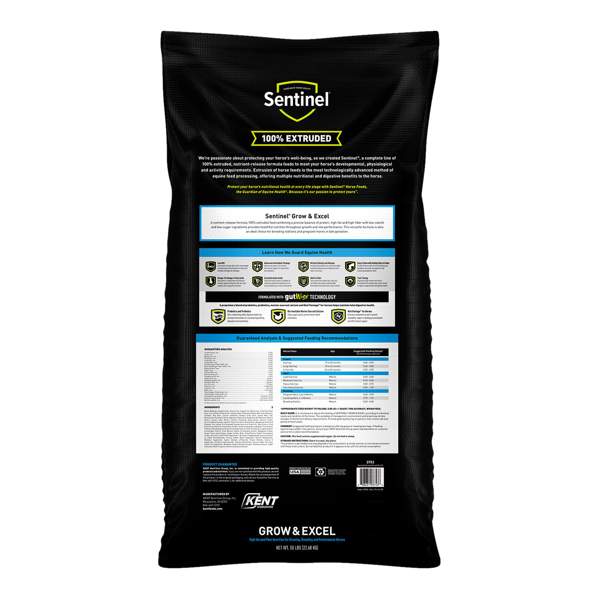 Sentinel Grow & Excel Horse Feed kbs sentinel growexcel pdp 1500x1500 back
