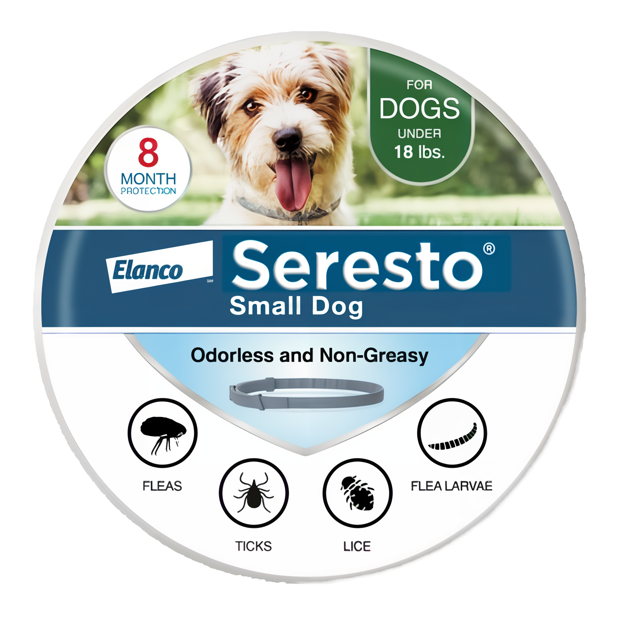 Seresto Flea and Tick collar for large dogs, providing insect prevention.