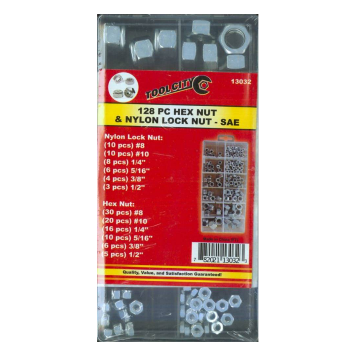 Service Tool 128 PC Hex Nut & Nylon Lock Nut - SAE -- package front