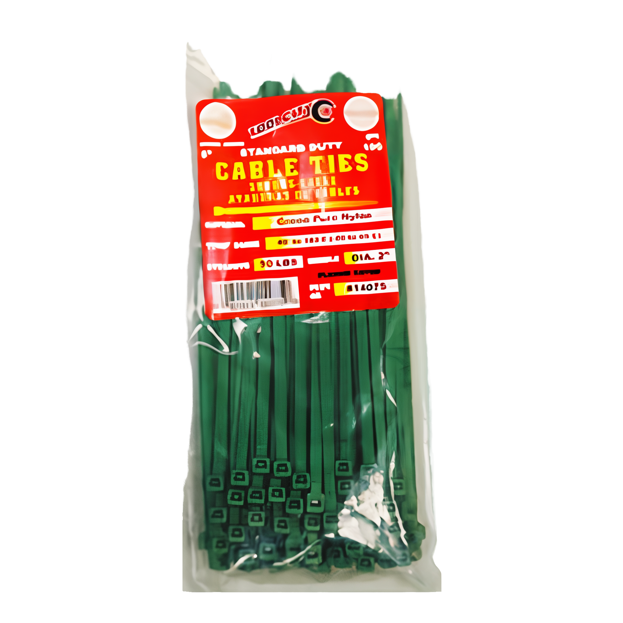 Tool City Green Cable Tie, 8 inch standard duty green zip tie.