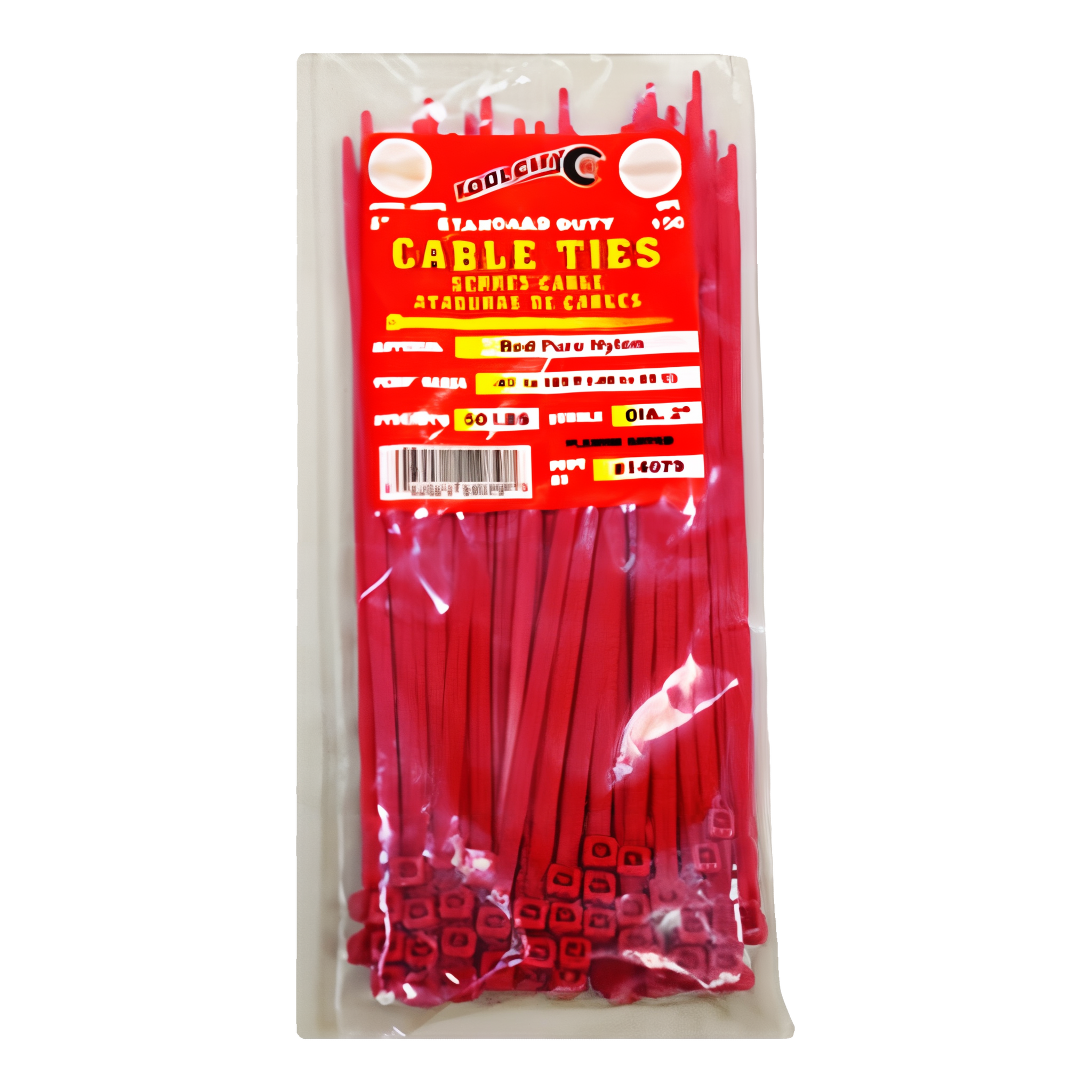 Tool City Red Cable Tie, 8 inch, standard duty.
