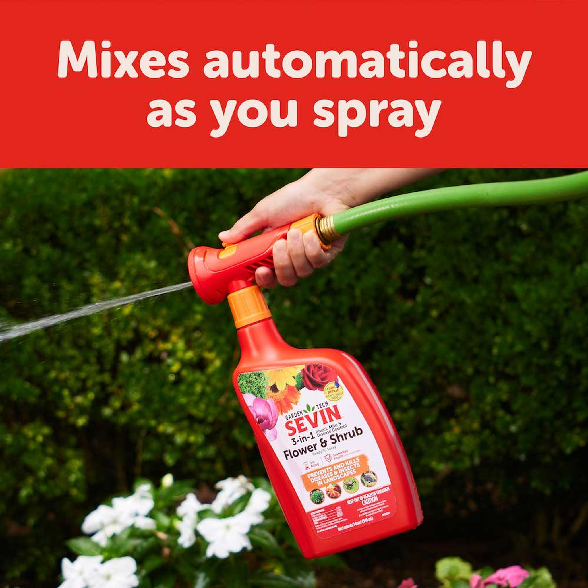 Mixes automatically as you spray from the hose-end sprayer