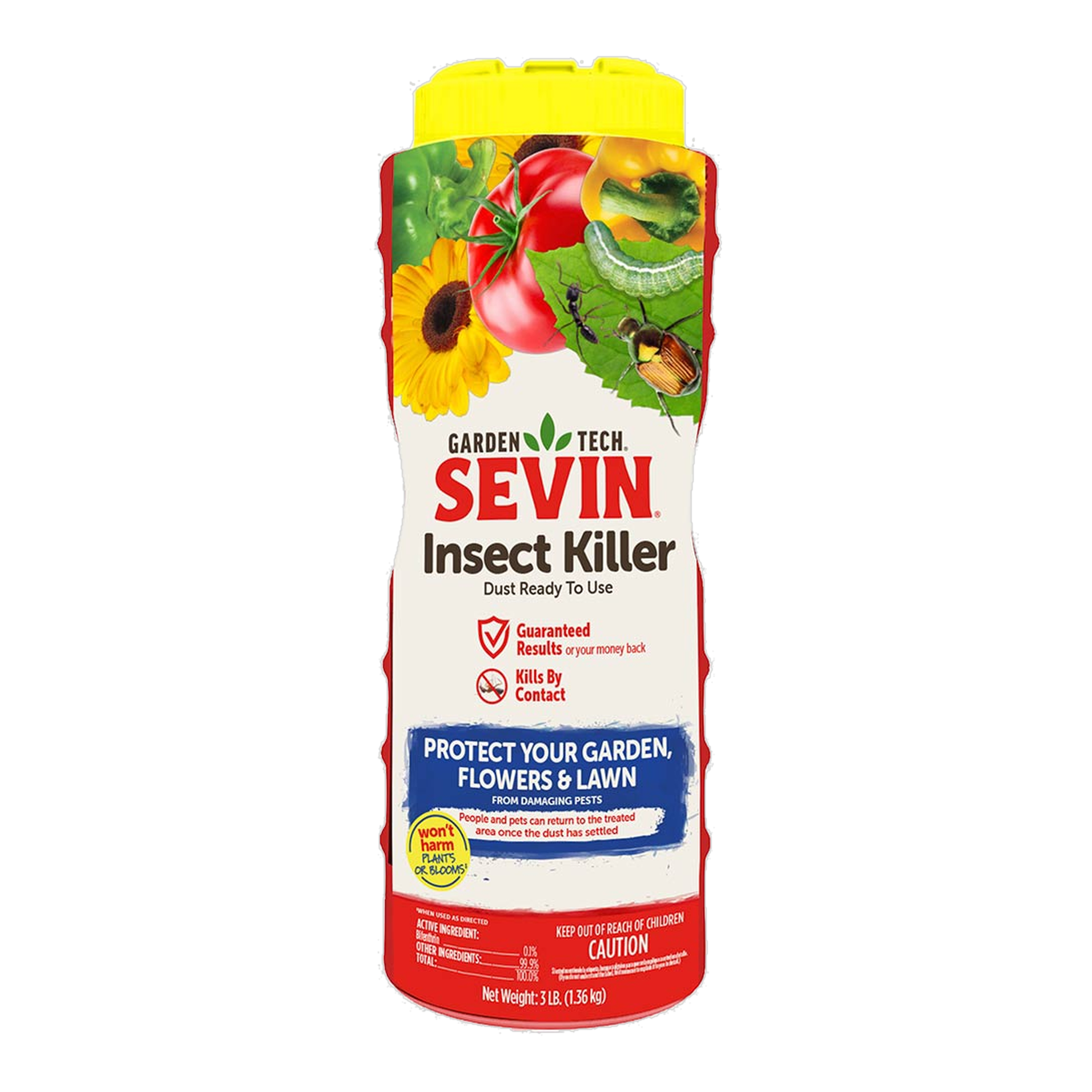 Sevin Insect Killer Dust 3 lb ready-to-use shaker canister, front label