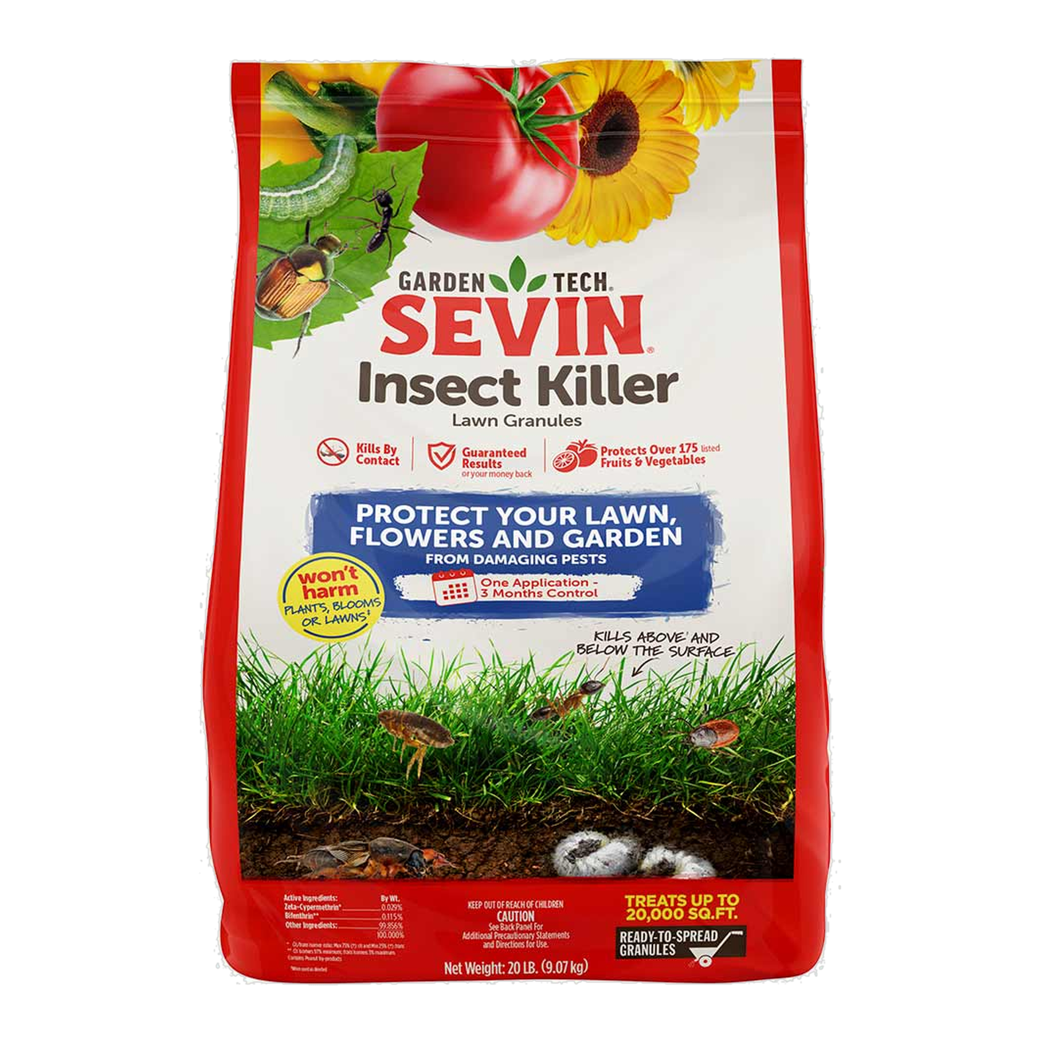 Sevin Insect Killer Lawn Granules 20 lb bag, front label