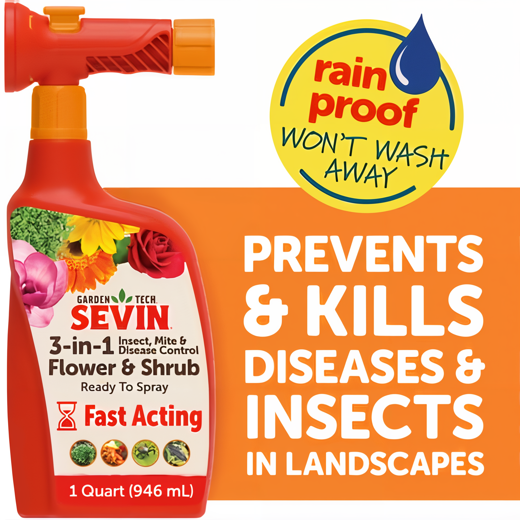 Sevin 3-In-1 Insect Mite & Disease Control Flower & Shrub Ready to Spray