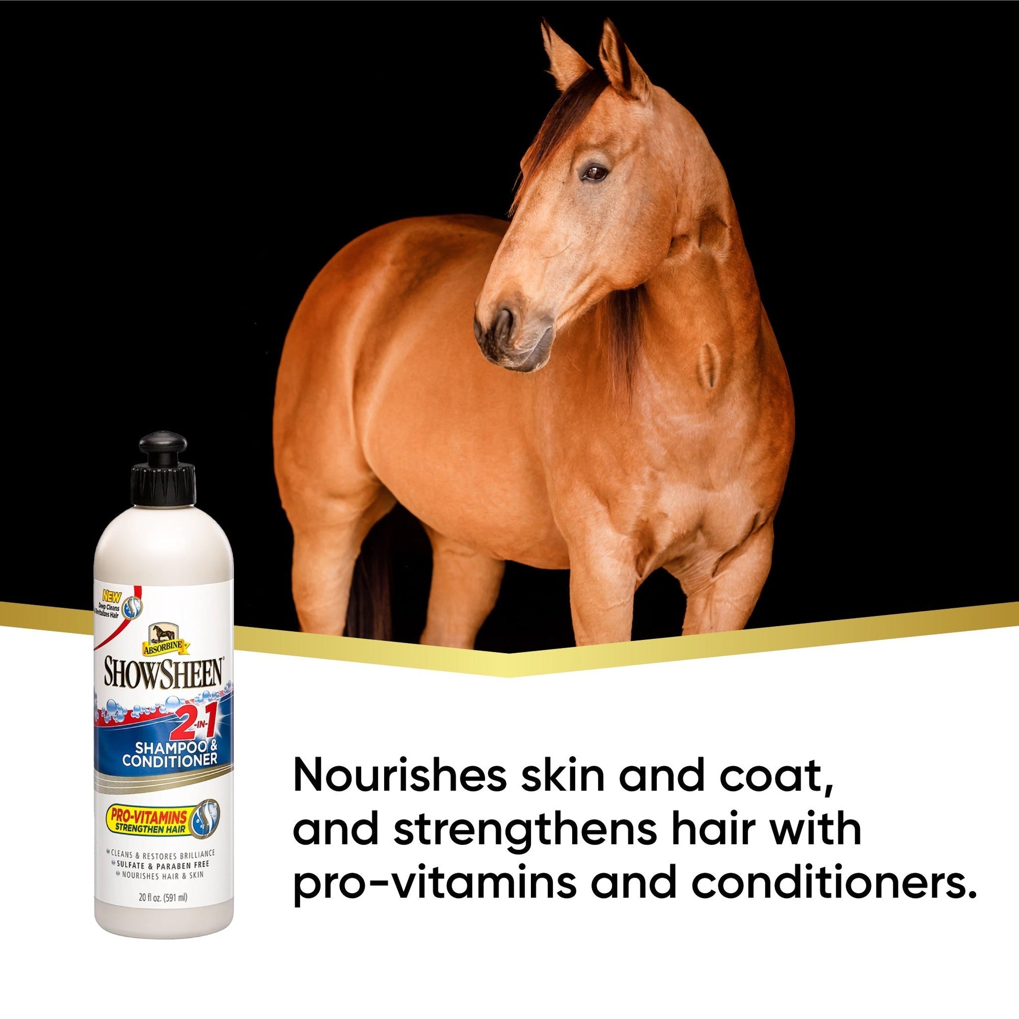 ShowSheen 2-in-1 shampoo and conditioner, nourishes skin and coat with pro-vitamins