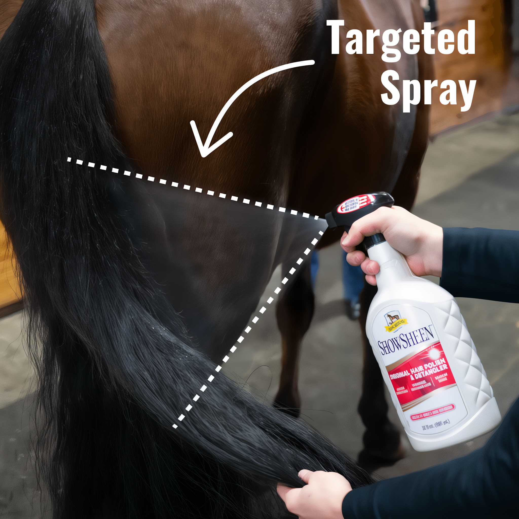 ShowSheen original hair polish and detangler, targeted spray pattern