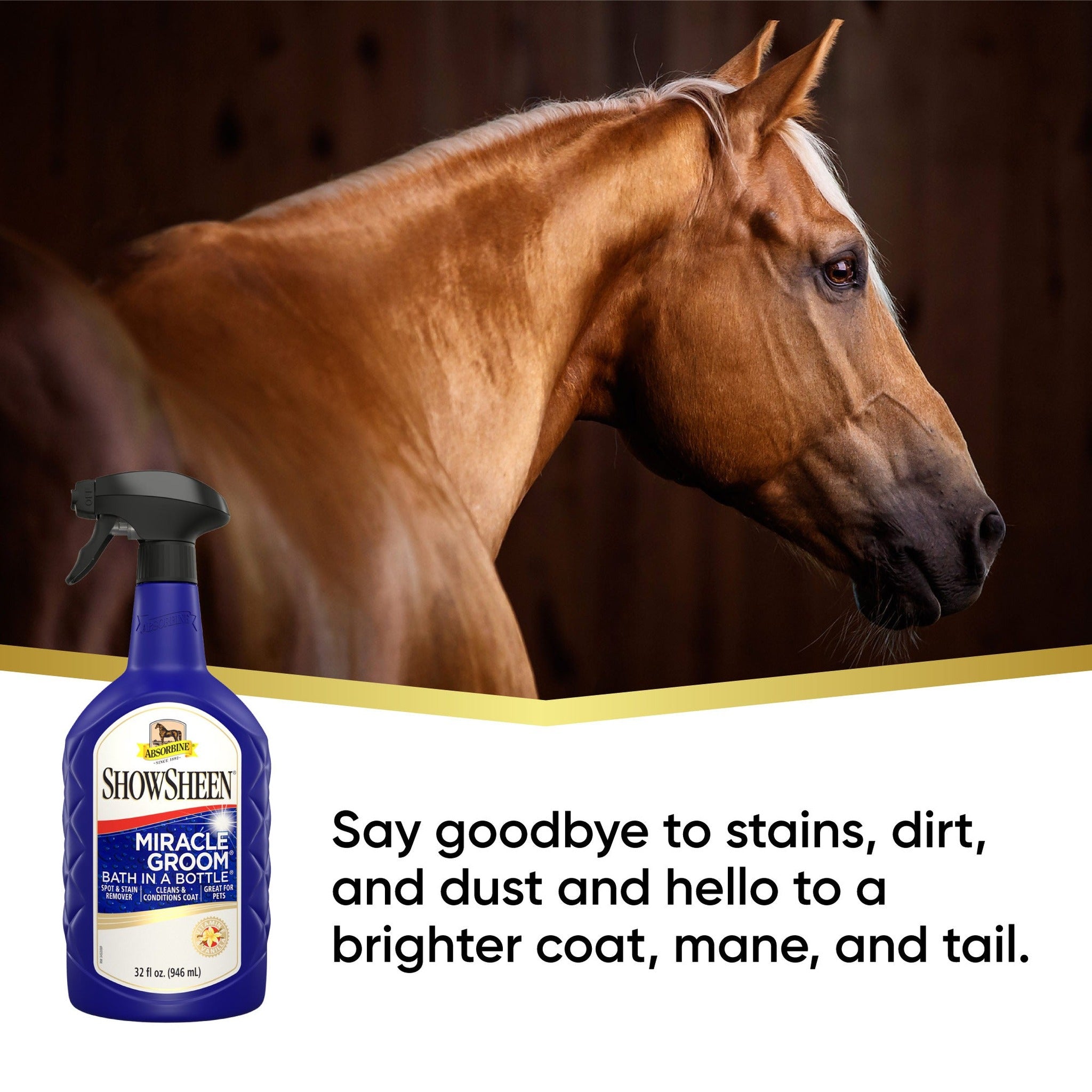 ShowSheen Miracle Groom bath in a bottle, removes stains, dirt and dust
