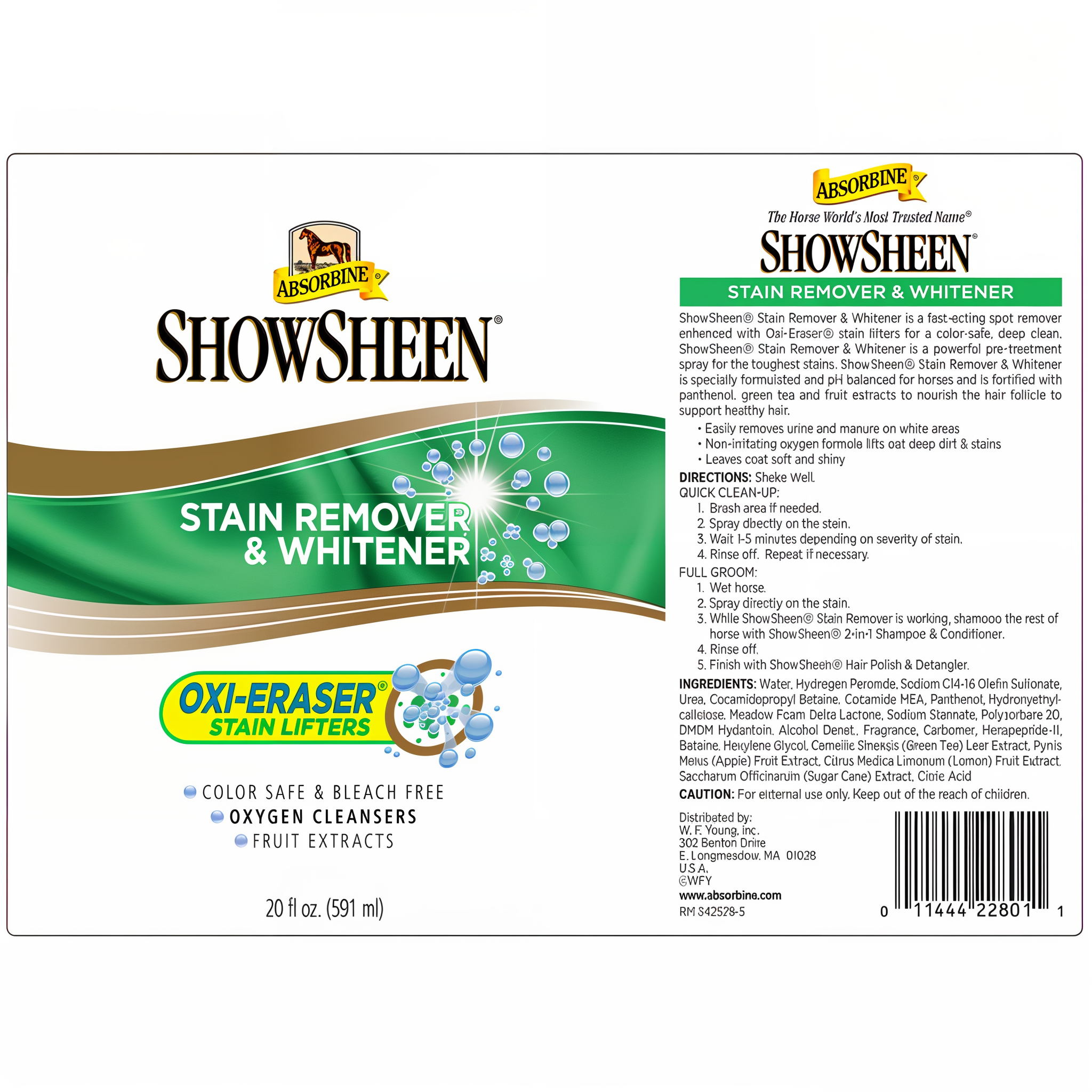 ShowSheen stain remover and whitener, label