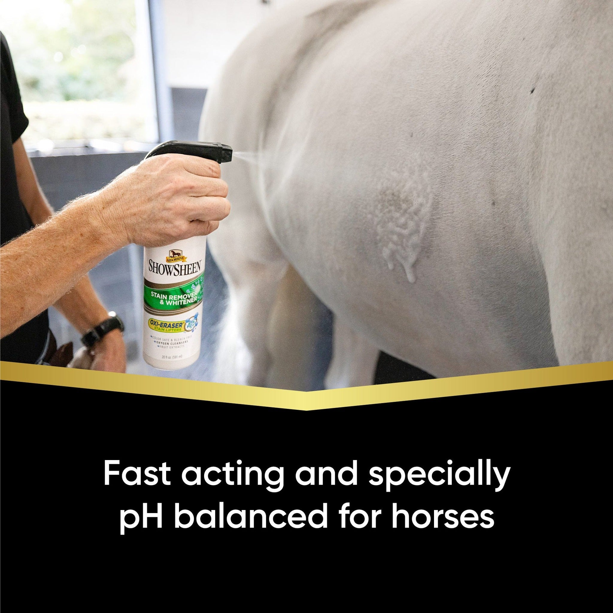 ShowSheen stain remover and whitener, fast acting and pH balanced for horses