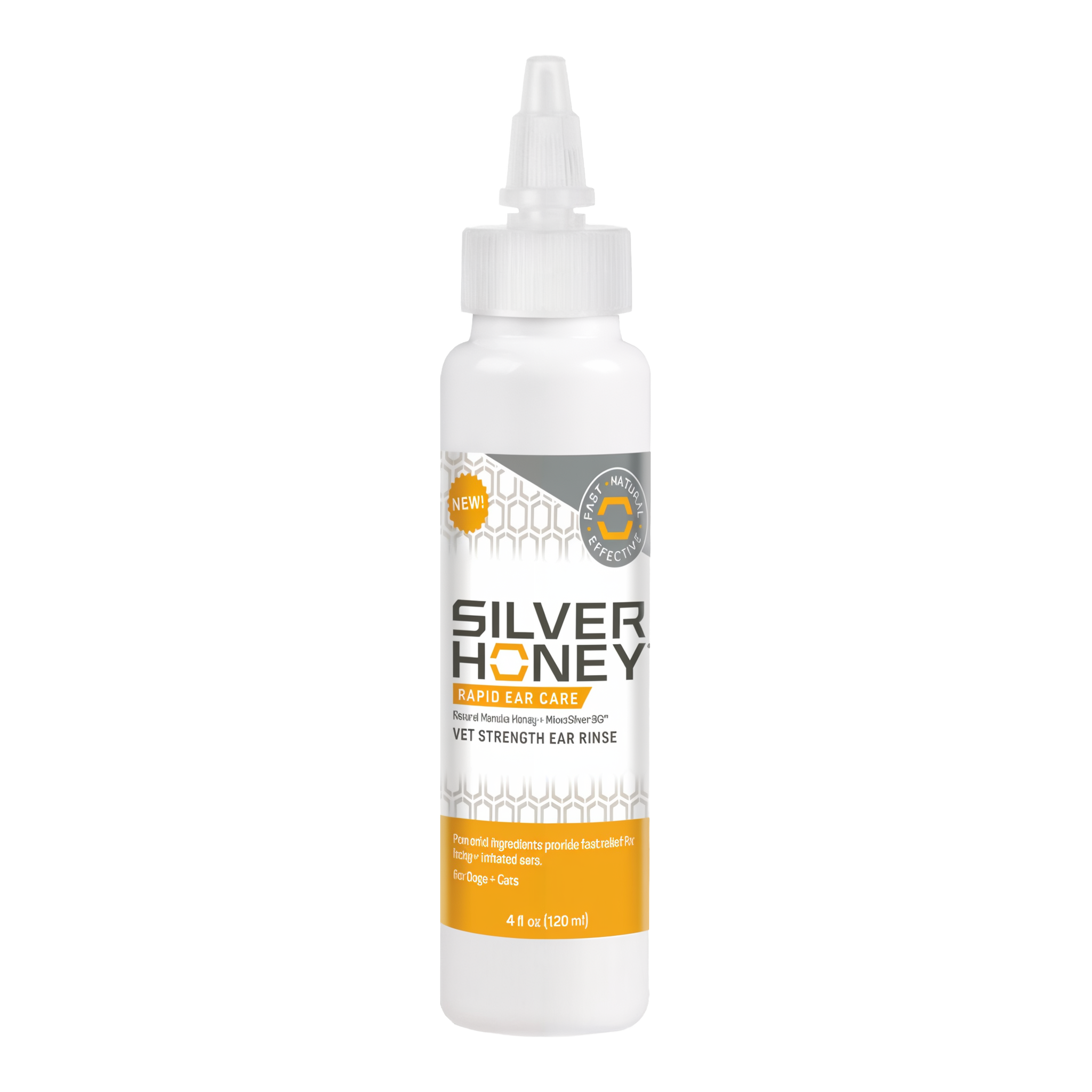 Silver Honey vet strength ear rinse, 4 oz bottle front
