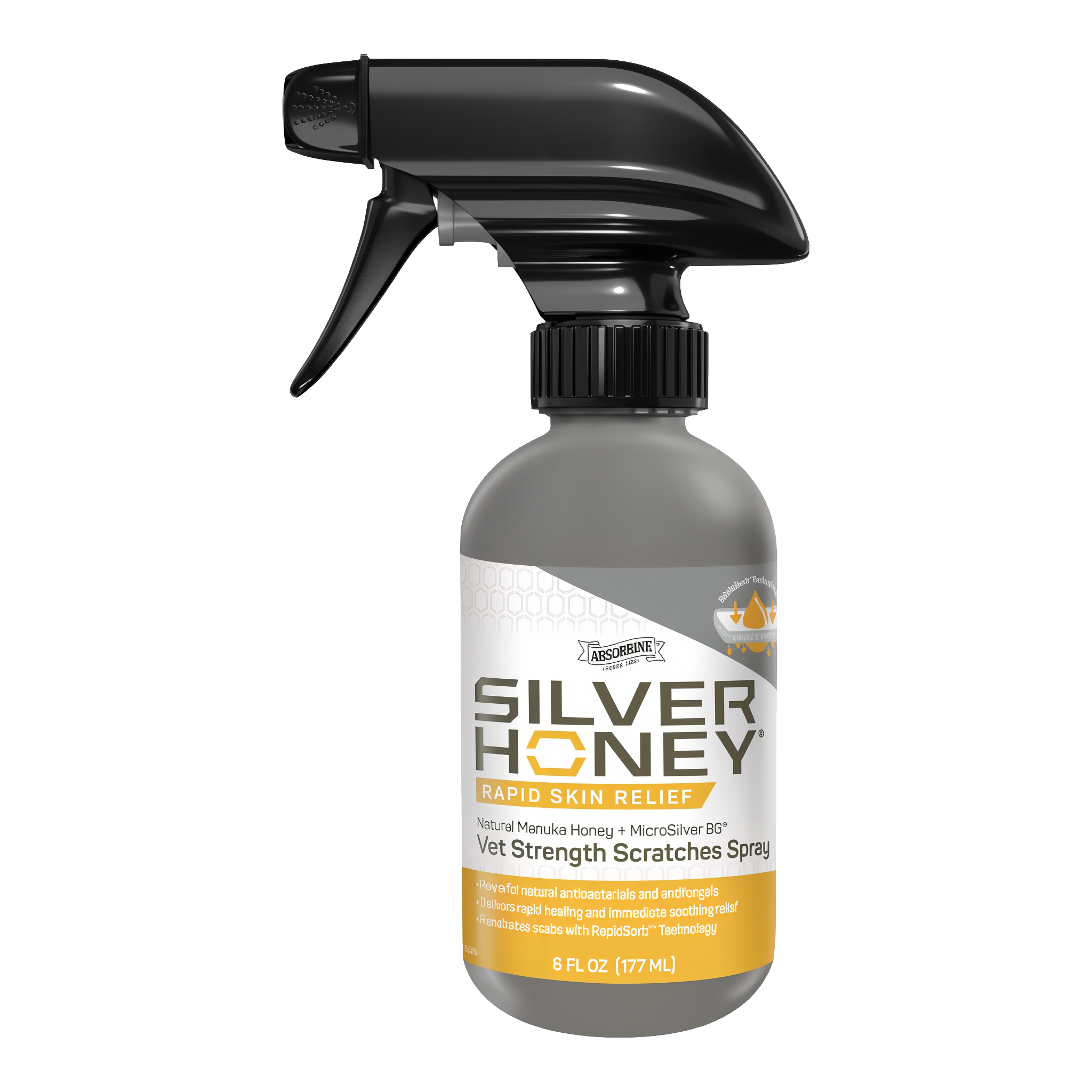 Silver Honey vet strength scratches spray, 8 oz spray bottle front