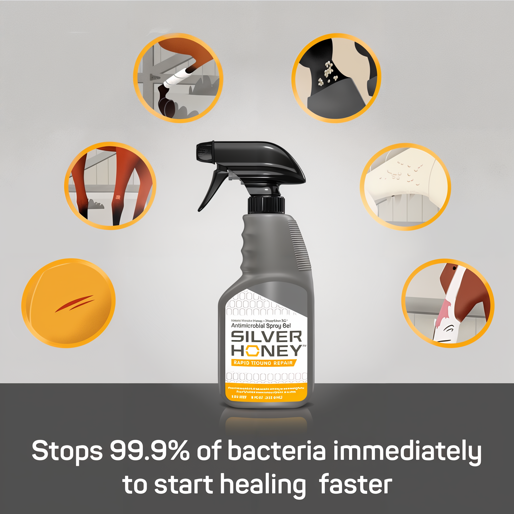 Stops 99.9 percent of bacteria immediately to start healing faster