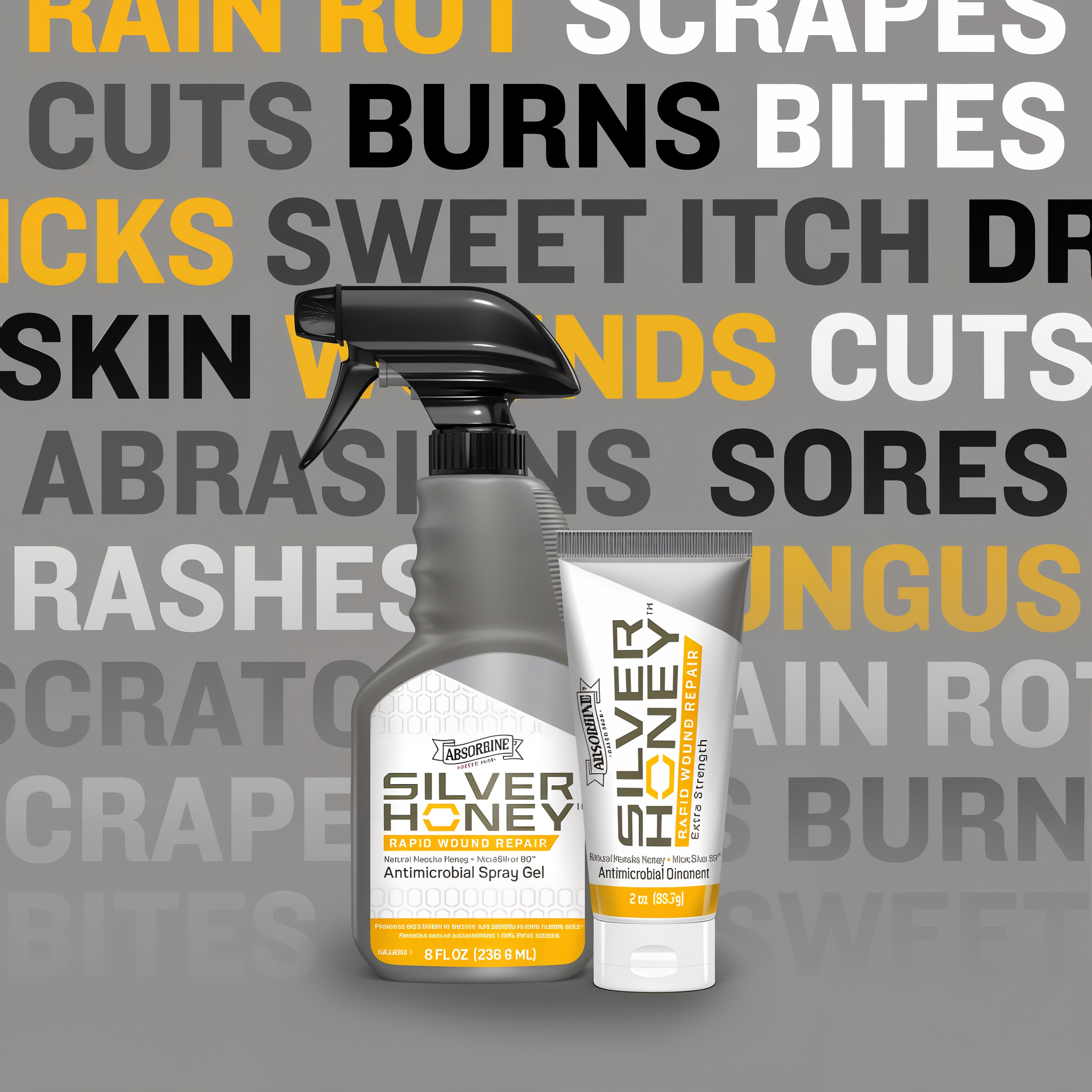Treats rain rot, scrapes, cuts, burns, bites, sweet itch, sores, rashes and fungus