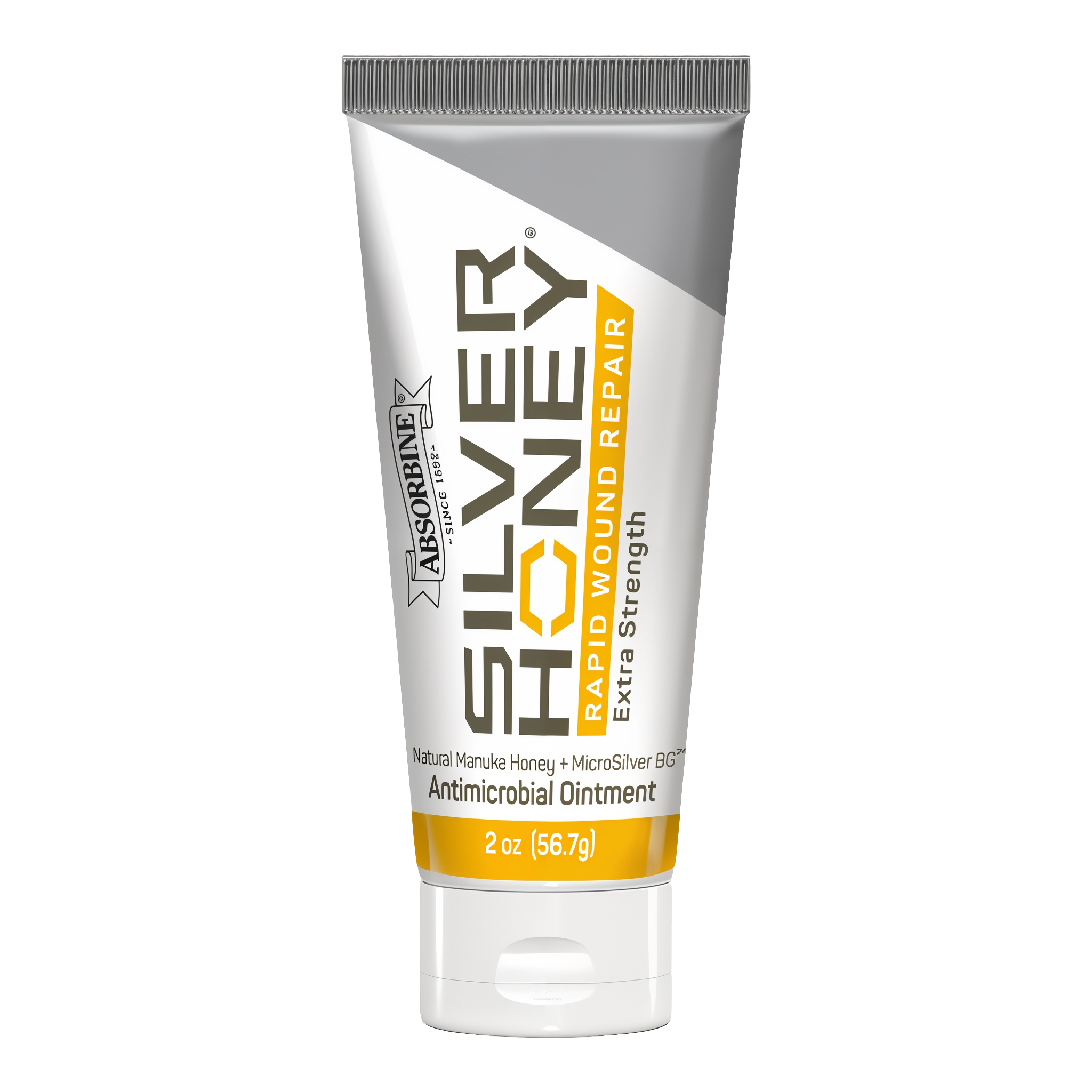 Silver Honey rapid wound repair ointment, 2 oz tube front