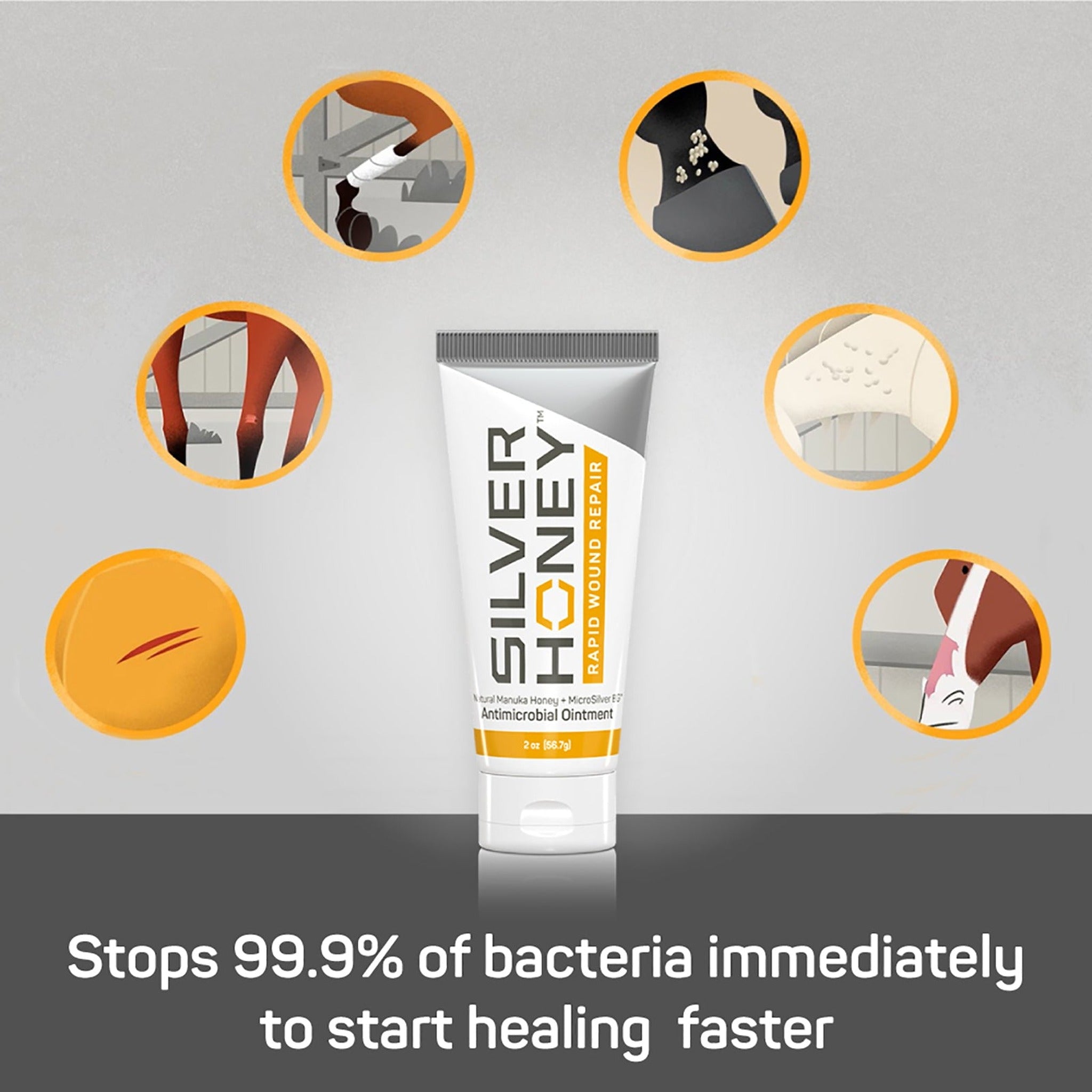 Silver Honey rapid wound repair ointment, no-touch wound care use cases