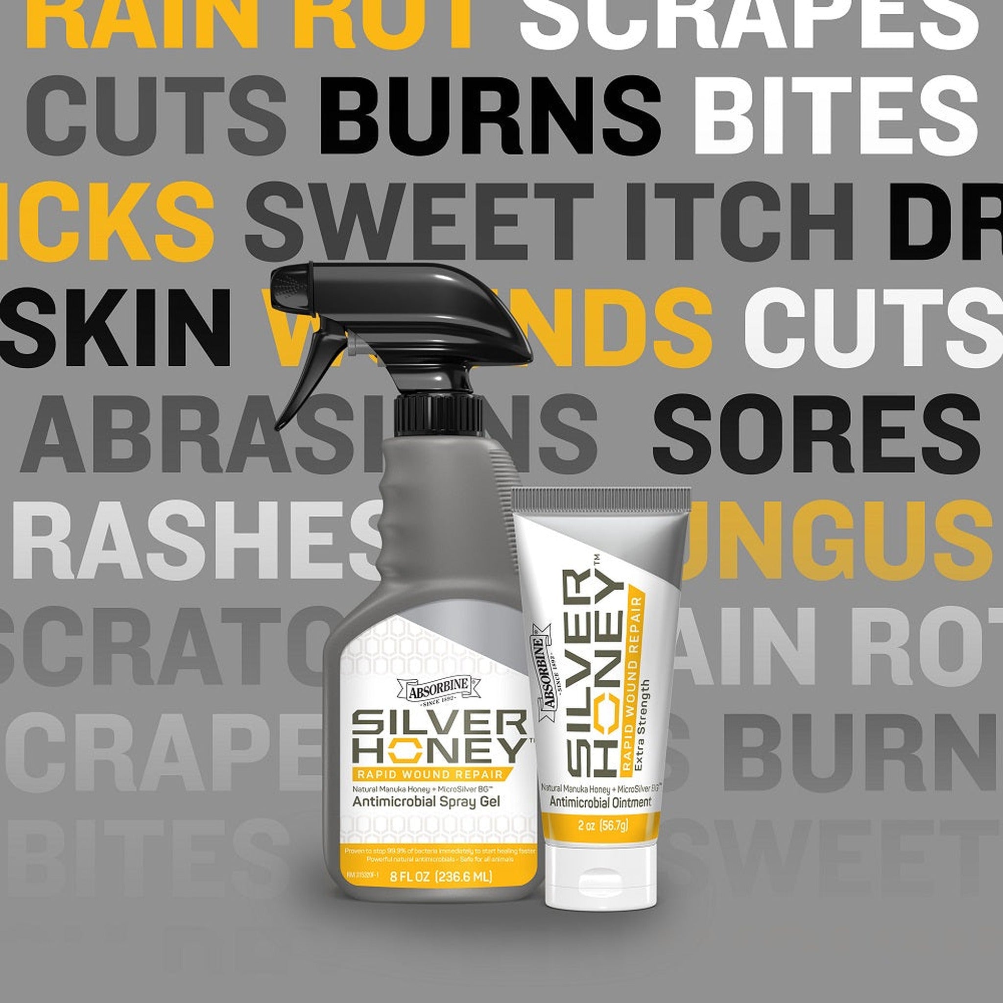 Silver Honey rapid wound repair ointment, treats rain rot, scrapes, cuts, burns and more