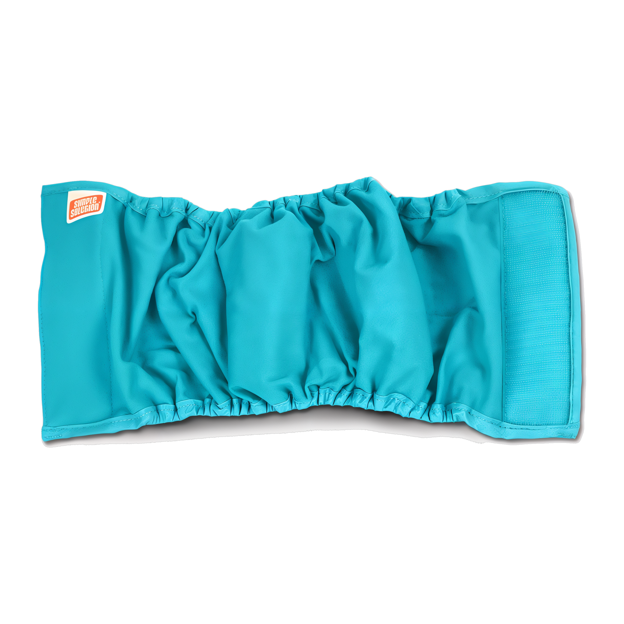 Simple Solution Washable Male Wrap out of the package, teal stretch-fabric belly band with hook-and-loop closure